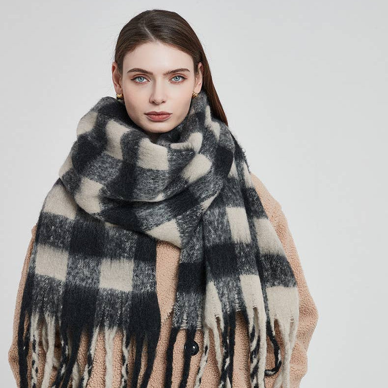 Soft Chunky Gingham Fleece Scarf