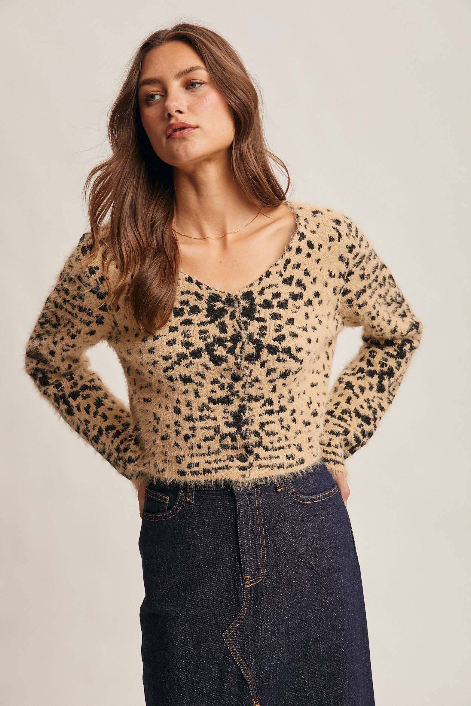 Hanna Fuzzy Leopard Cardigan