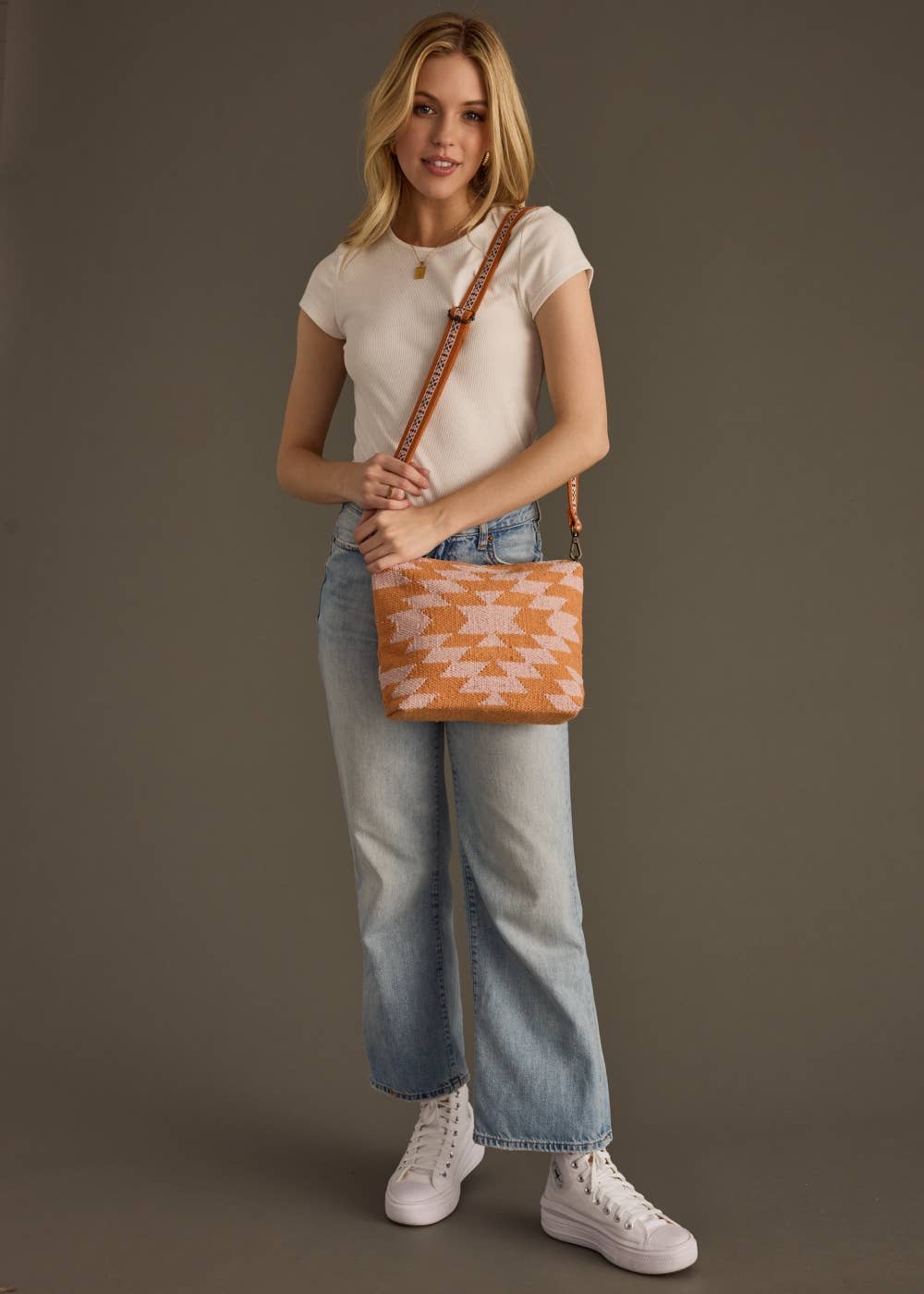 Orange & Lt. Pink Aztec Crossbody