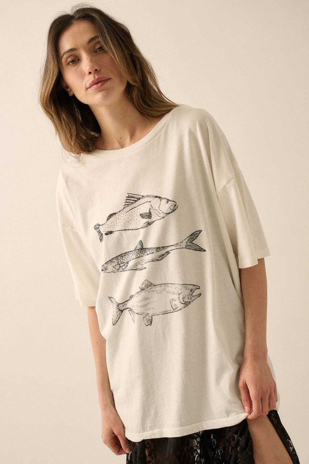 Fishes Vintage Oversized Graphic Tee
