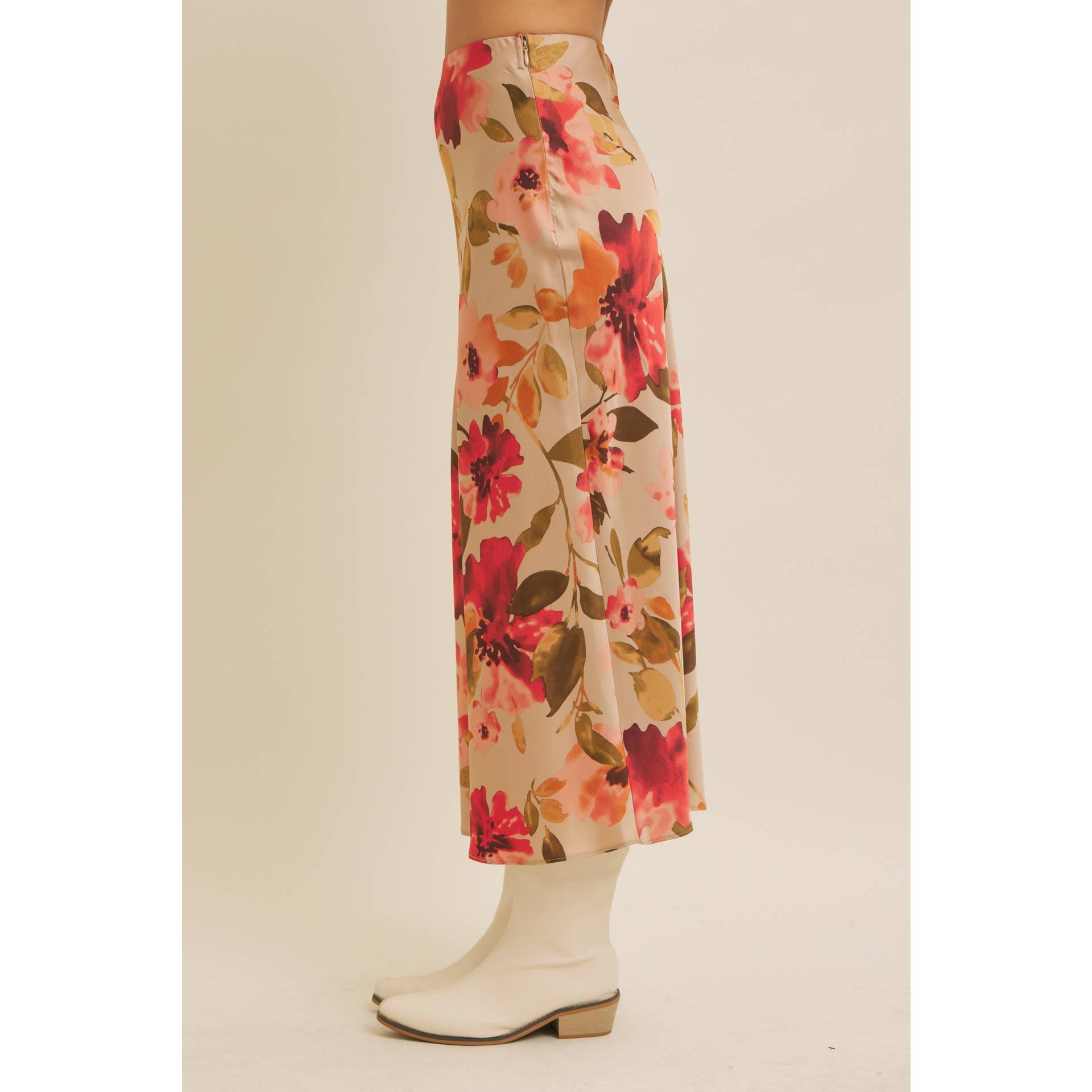 Jocelyn Floral Satin Maxi Skirt
