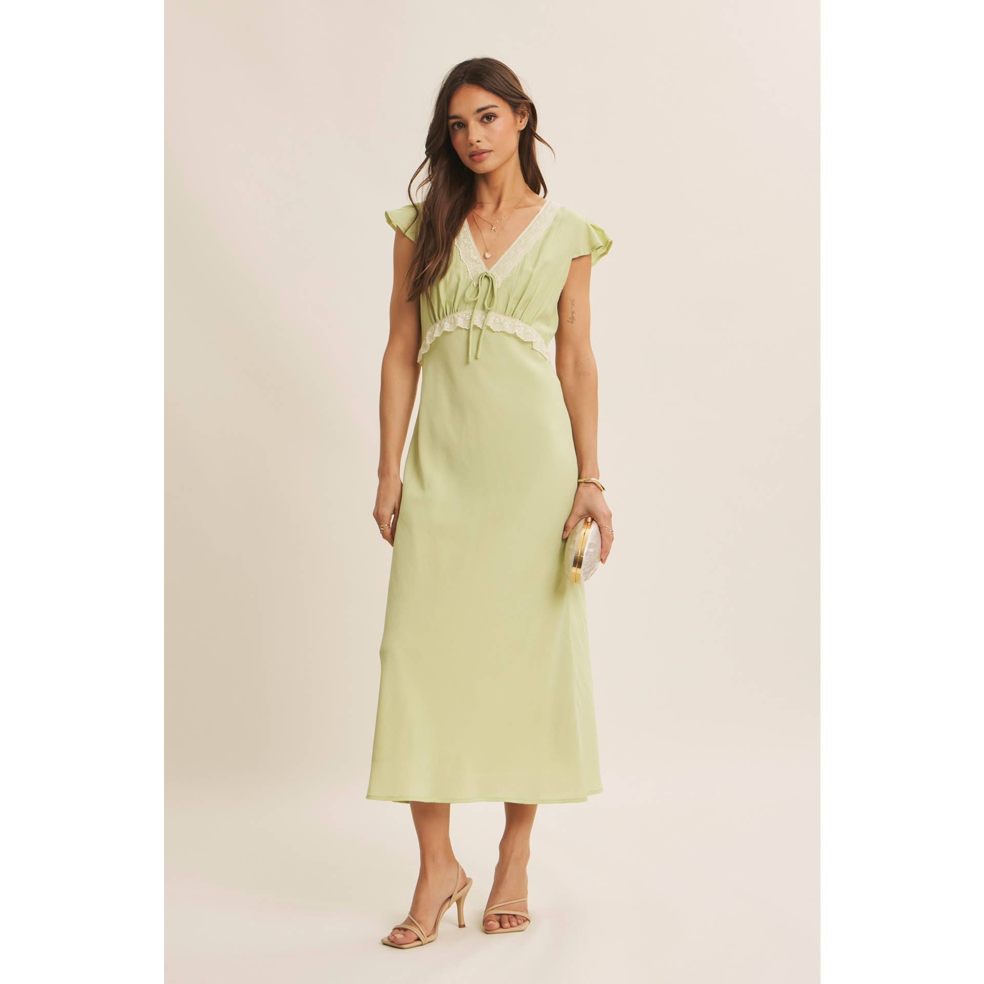 Lori Lace Trimmed Midi Dress