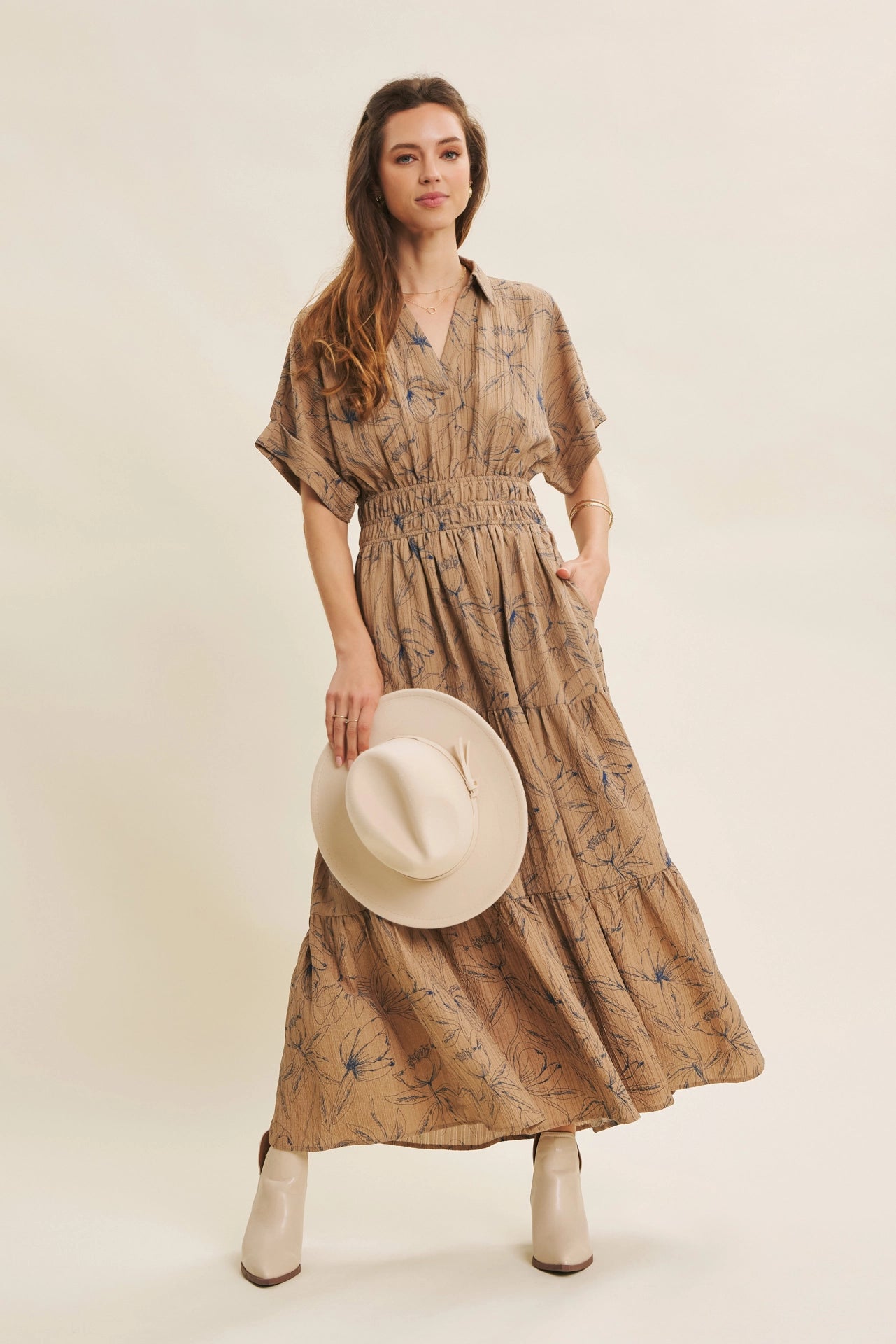 Carmen Dolman Sleeve Floral Maxi Dress