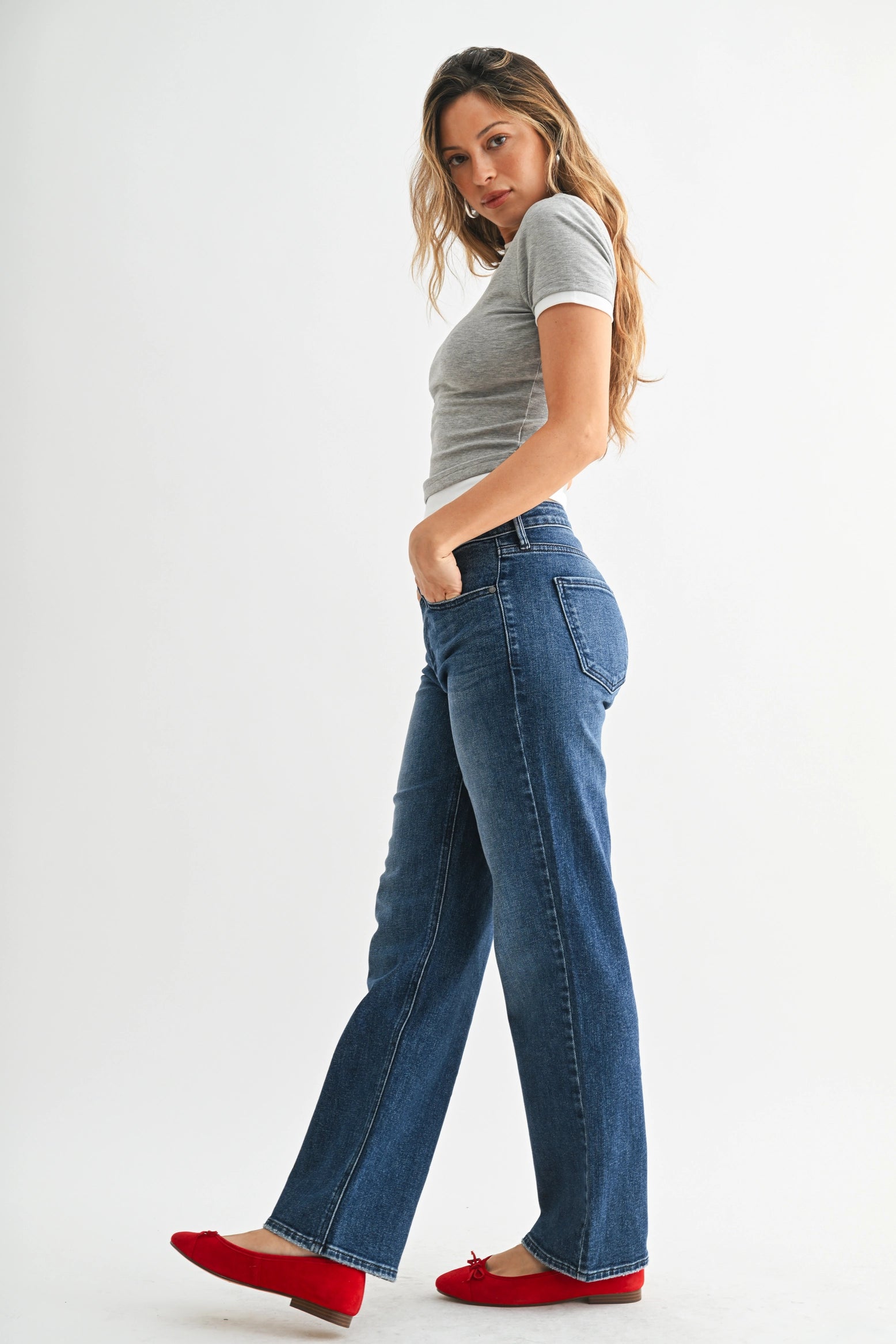 Corrie Stretchy Straight Jean in Dark Denim