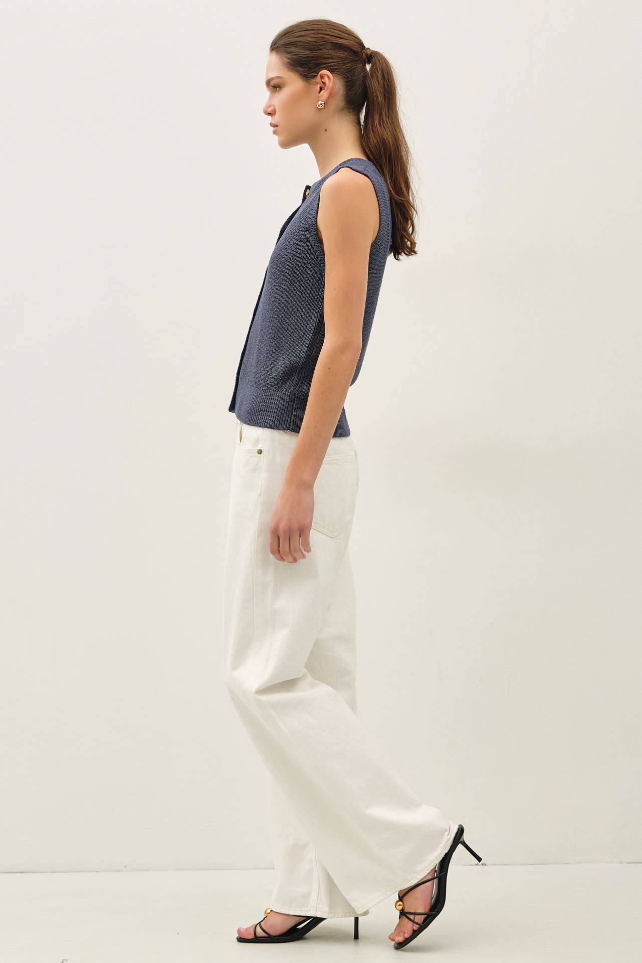 Arianna Button Down Sweater Tank