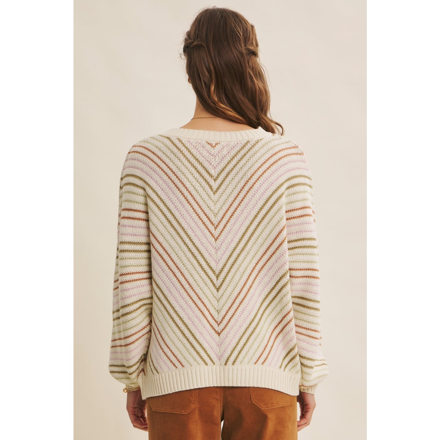 Rose Chevron Striped Sweater
