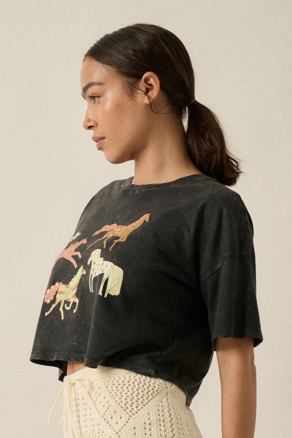 Madalyn Painted Horses Graphic Crop Tee