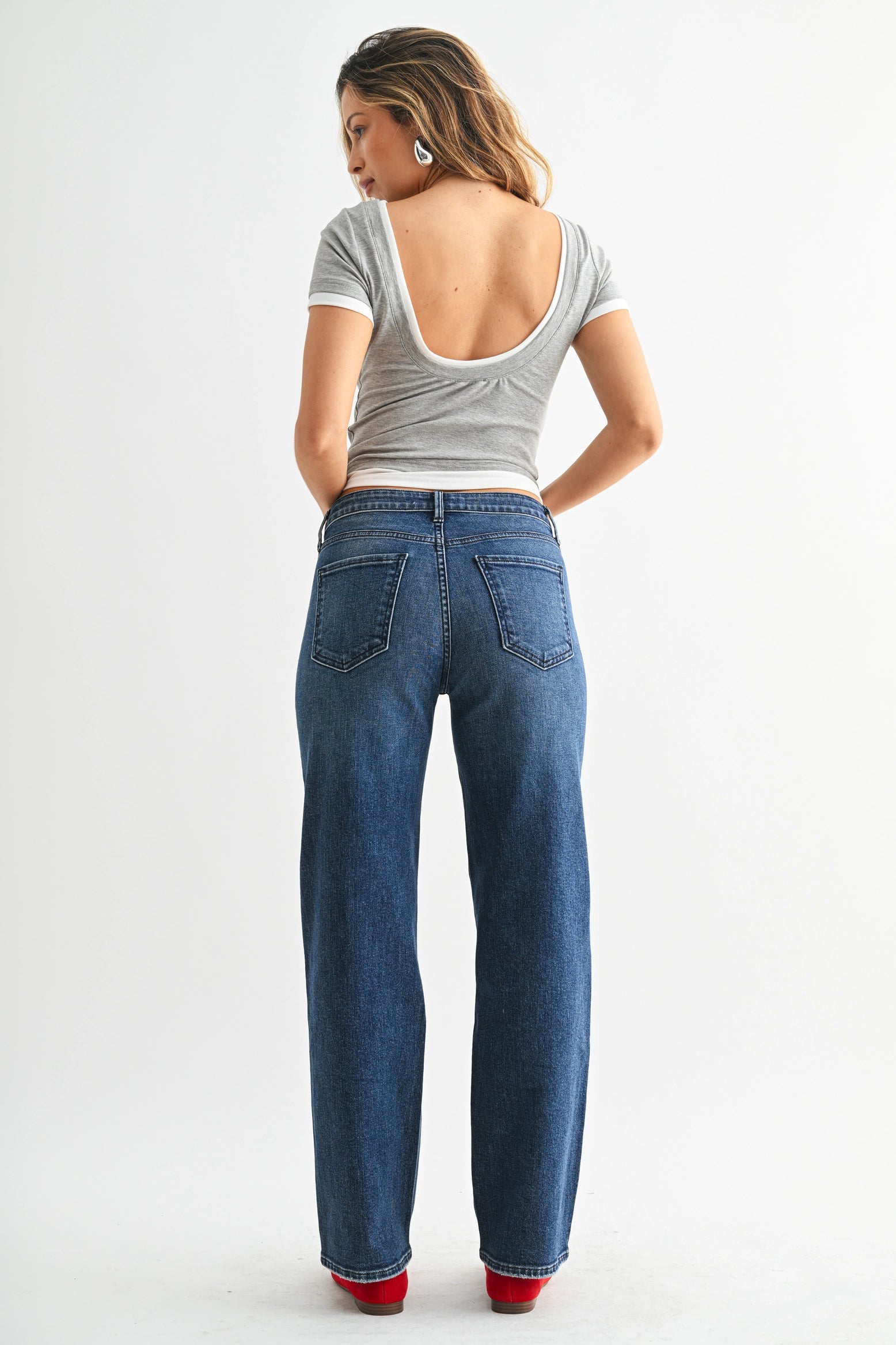 Corrie Stretchy Straight Jean in Dark Denim