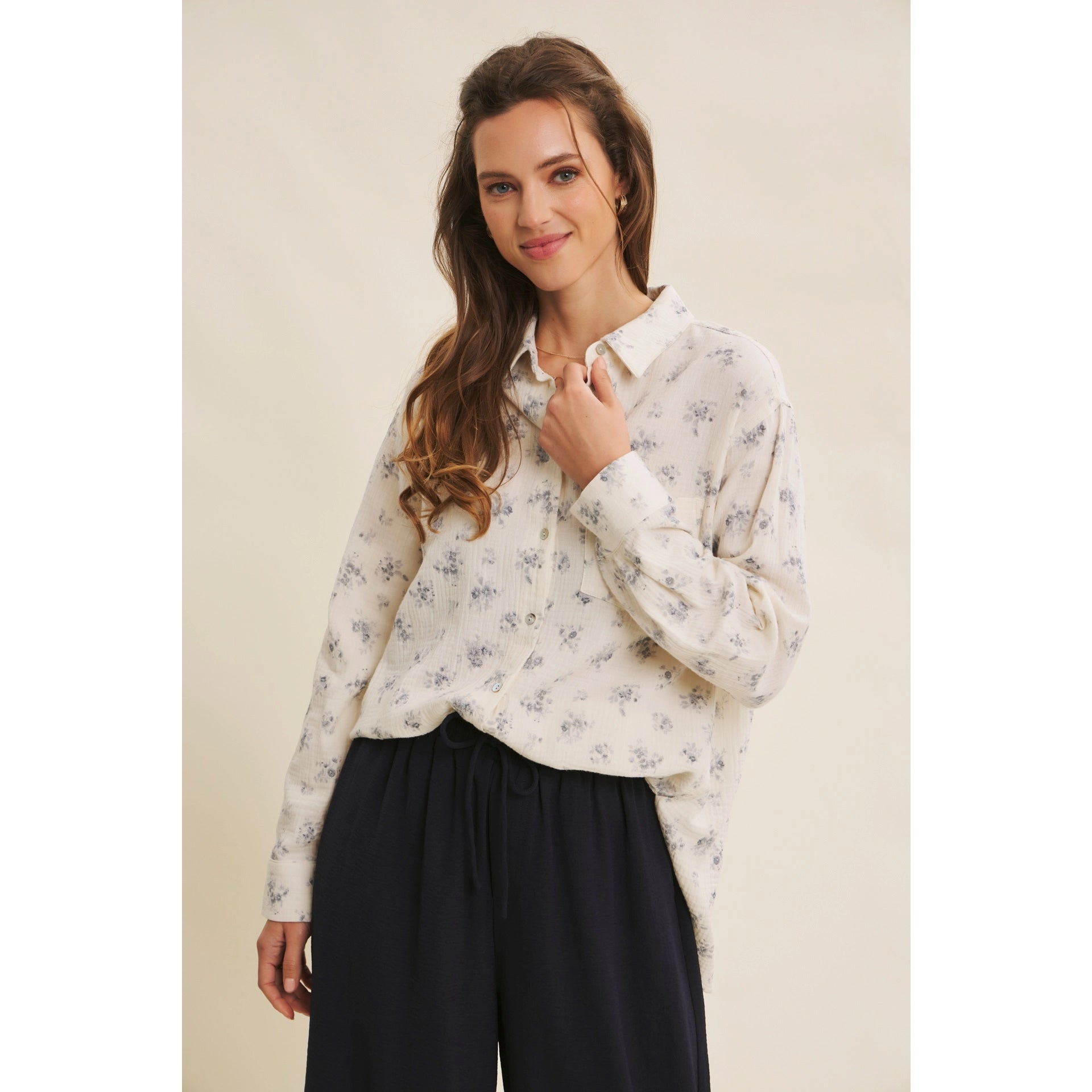 Kendra Floral Gauze Button Down Shirt