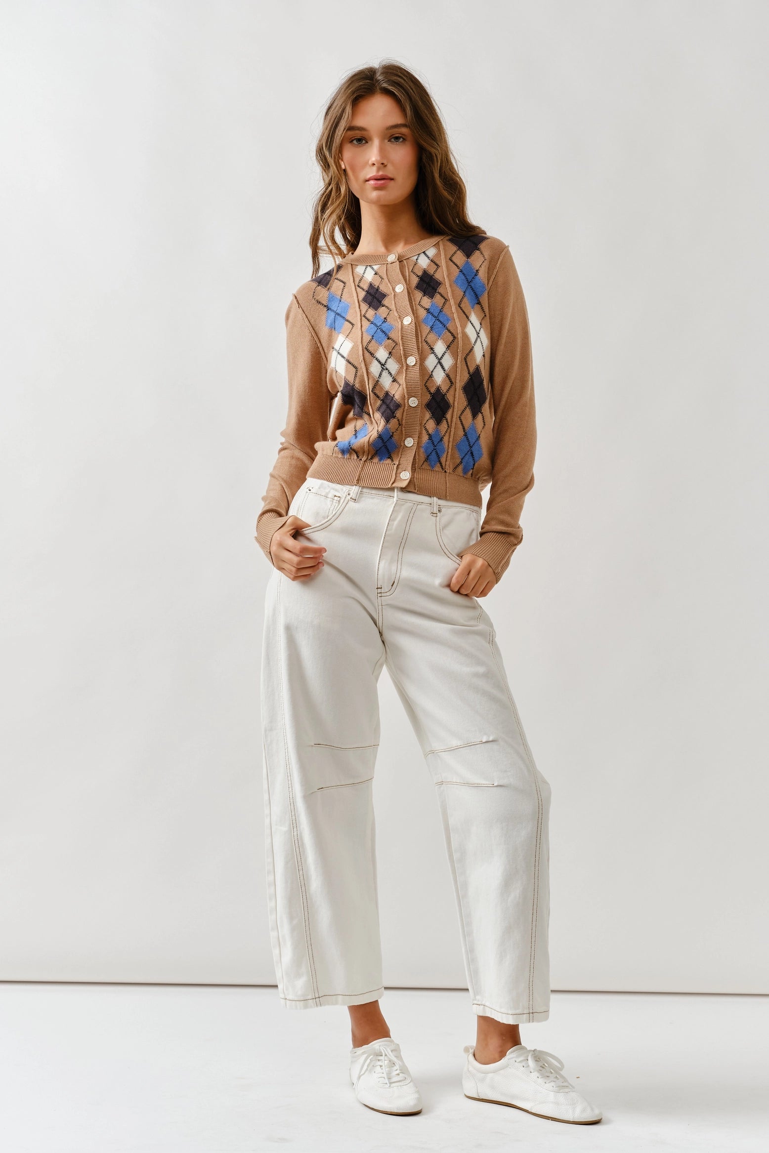 Mary Relaxed Fit Argyle Cardigan