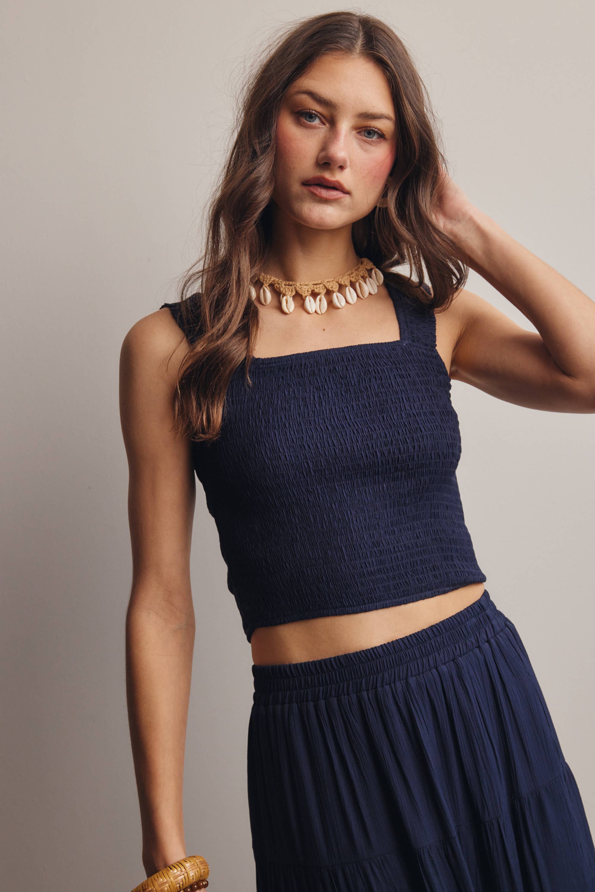 Vera Smocked Crop Tank