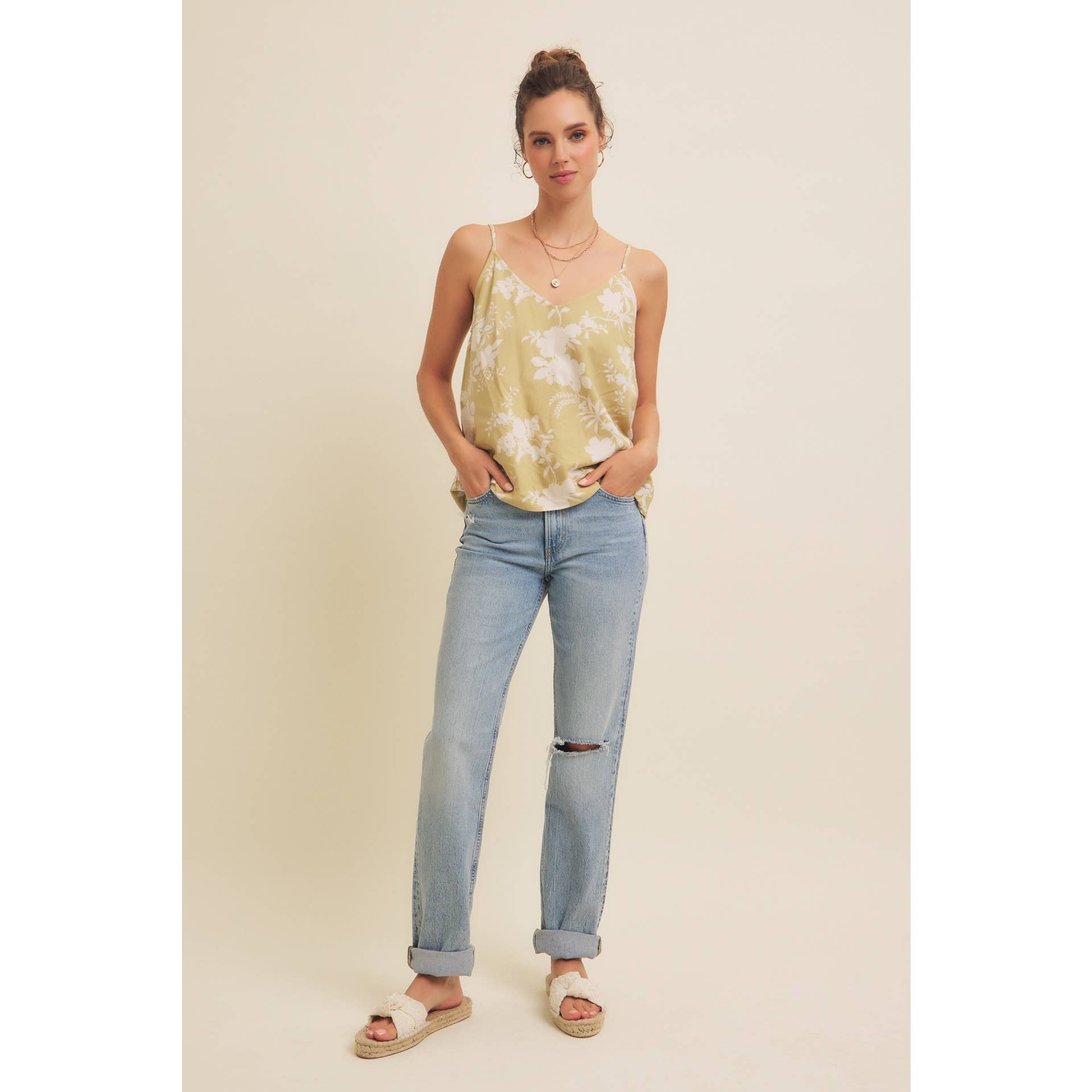 Simone Floral Linen Tank