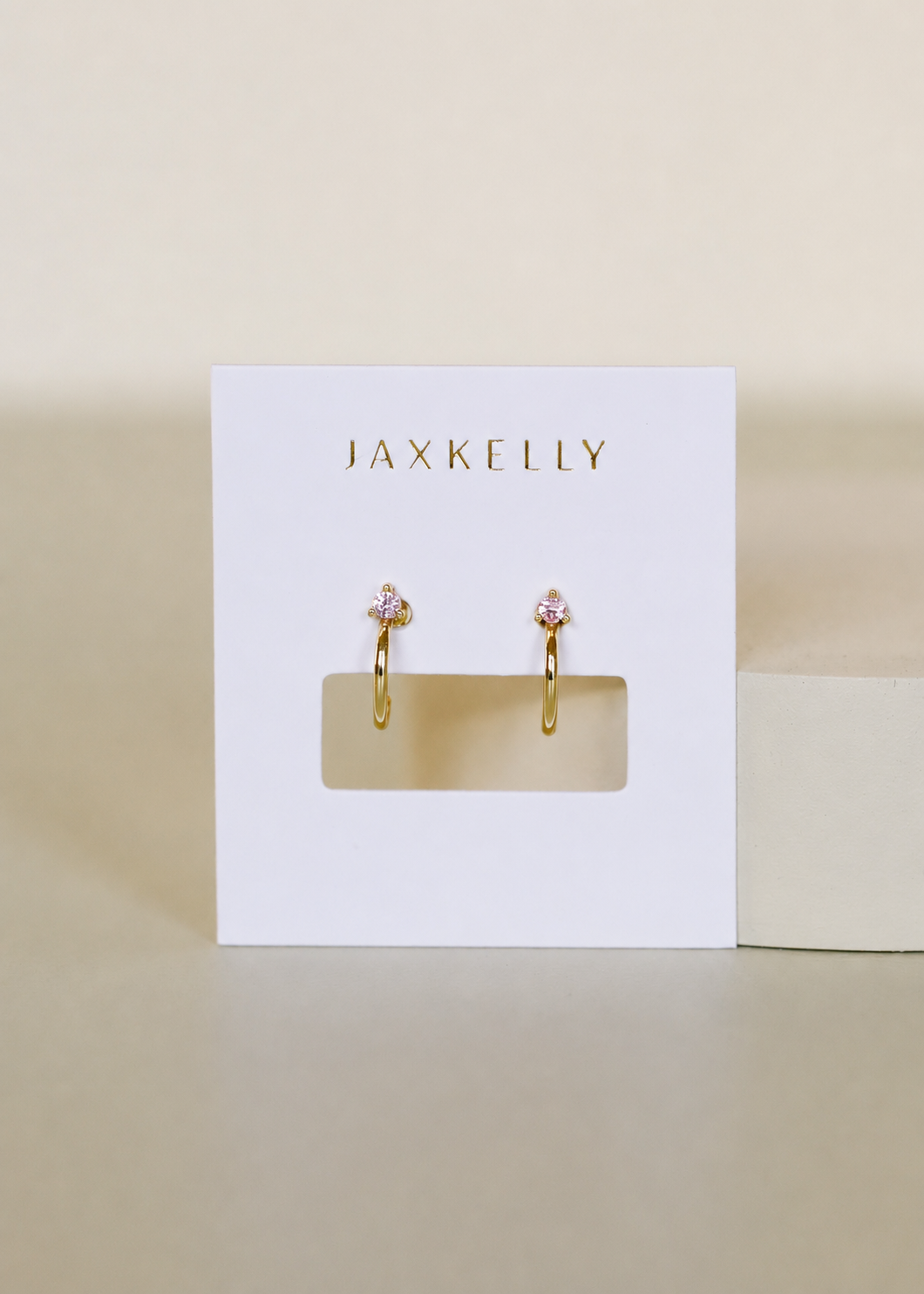 Open CZ Mini Hoop Gold Earrings