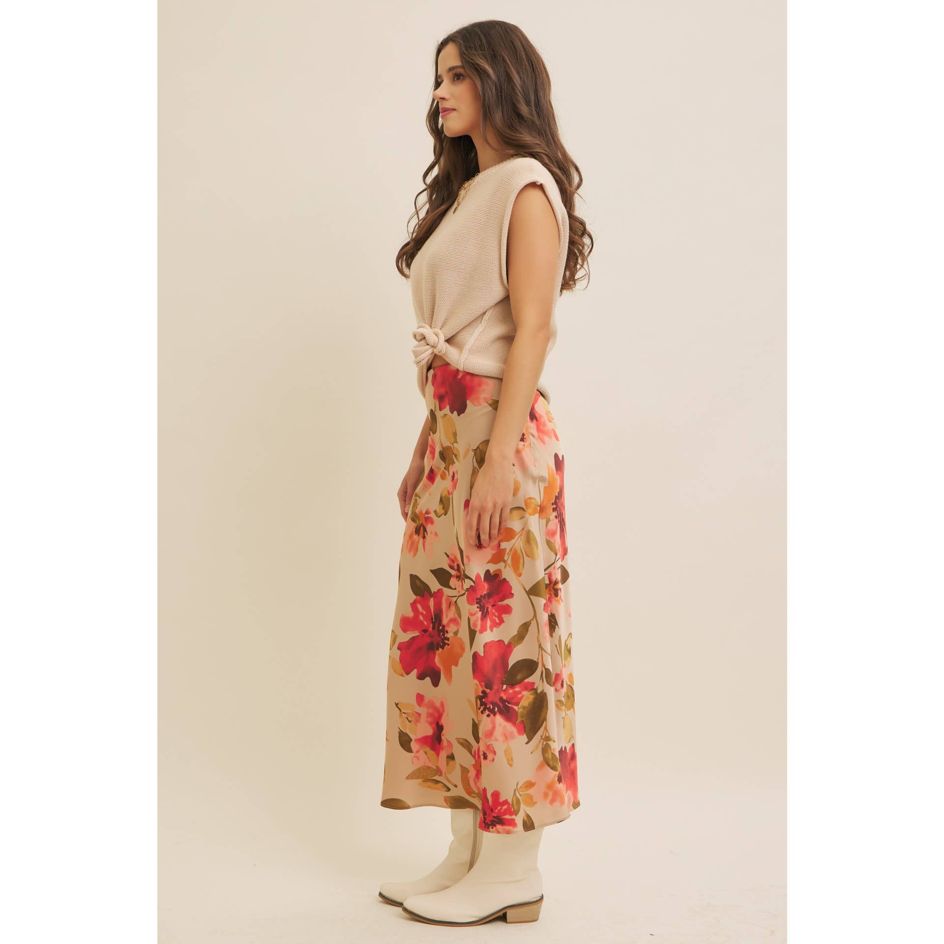 Jocelyn Floral Satin Maxi Skirt