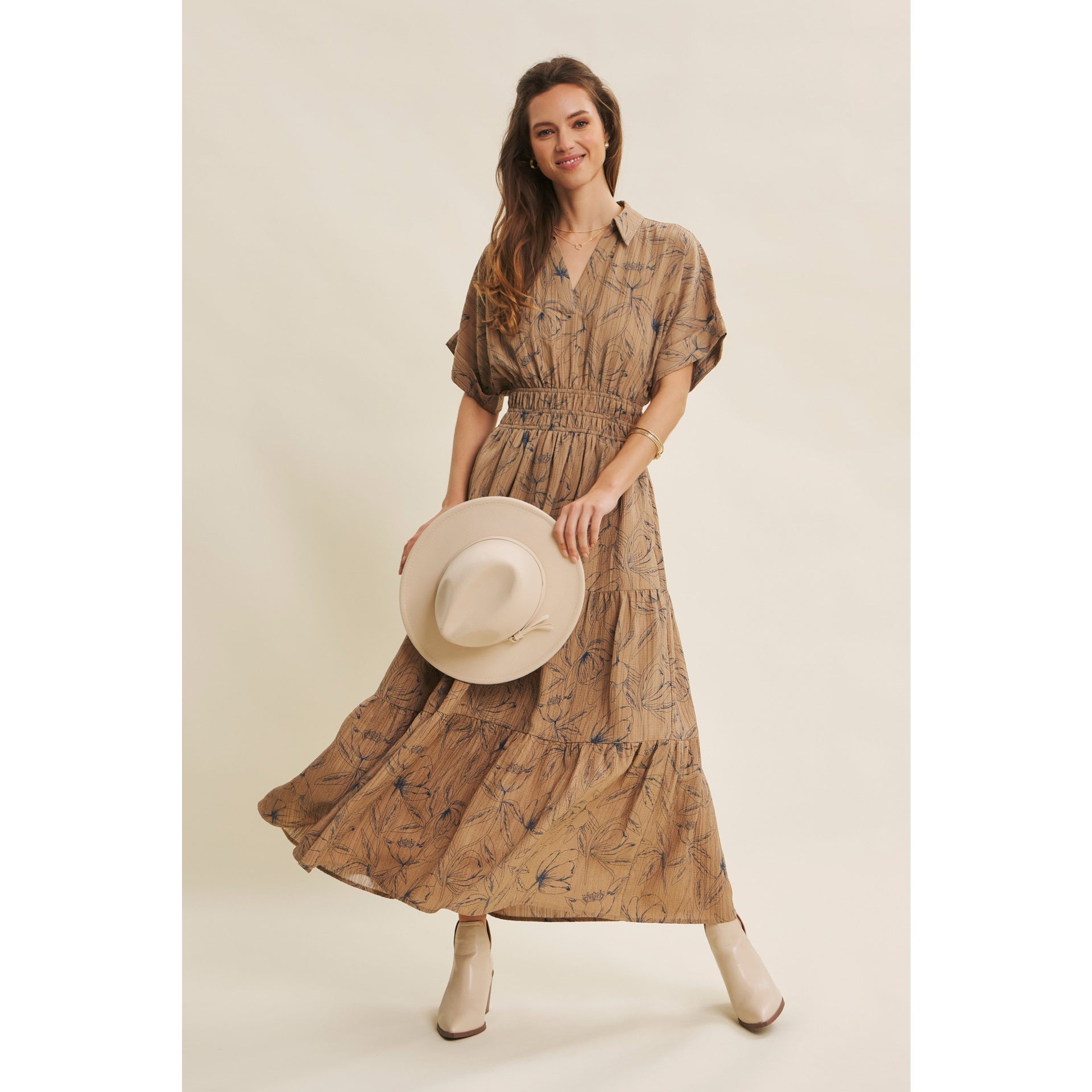 Carmen Dolman Sleeve Floral Maxi Dress