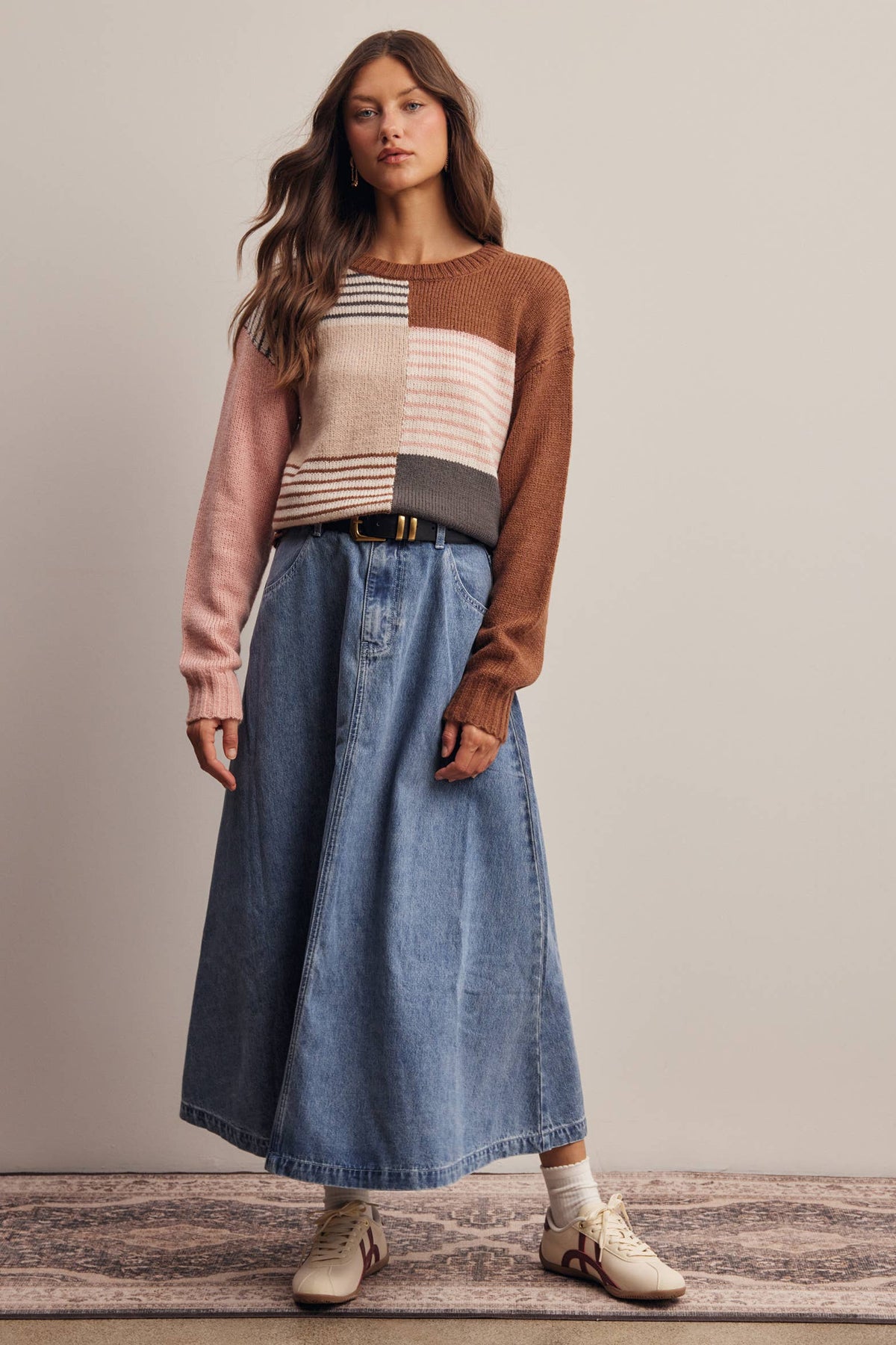 Trina Colorblock Mixed Stripe Sweater