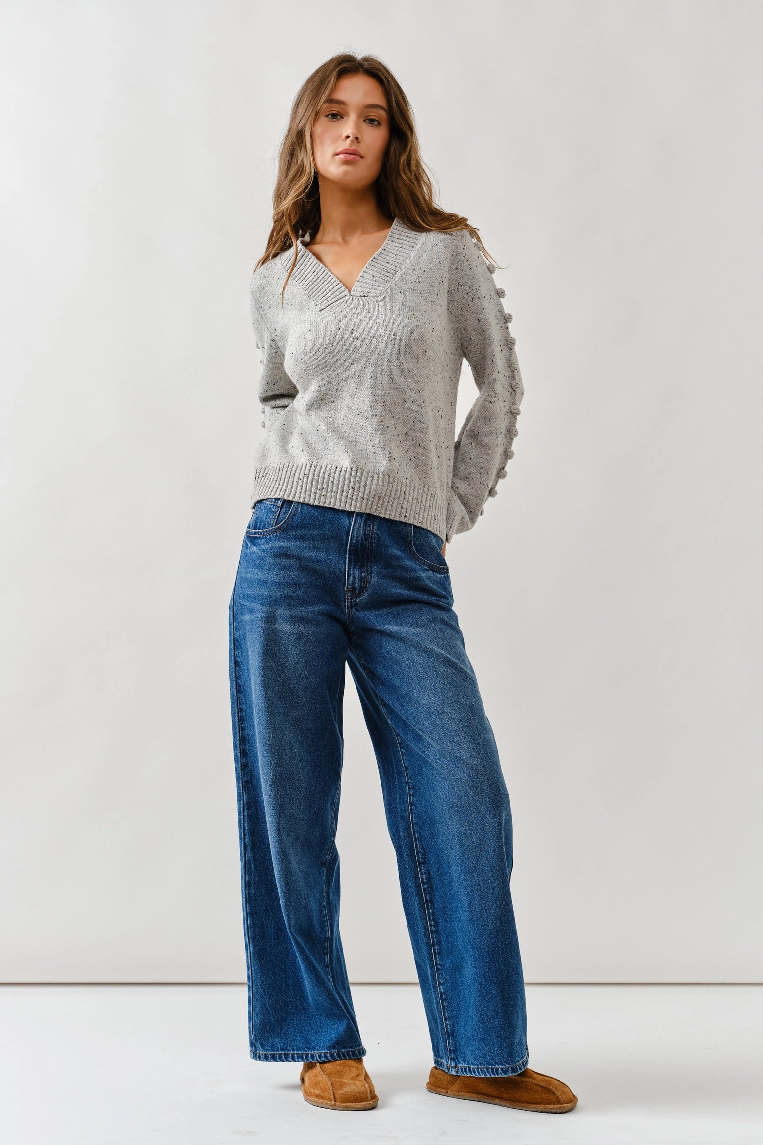 Cheyenne Drawstring Straight Leg Jeans in Medium Denim