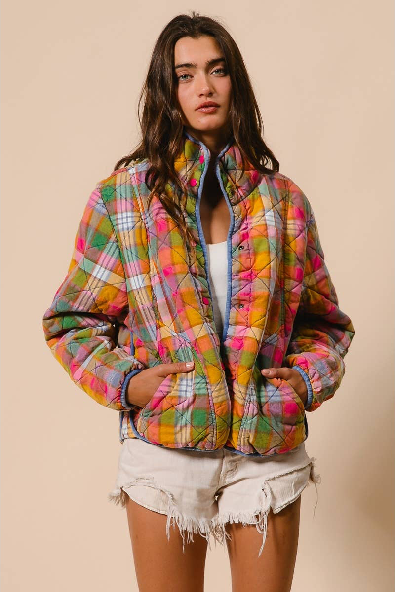 Dahlia Vintage Plaid Quilted Jacket