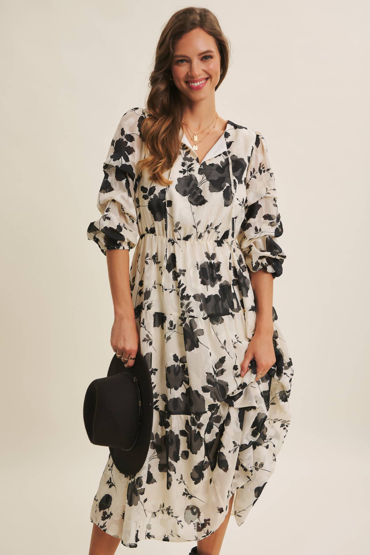 Lauren Jacquard Floral Maxi Dress