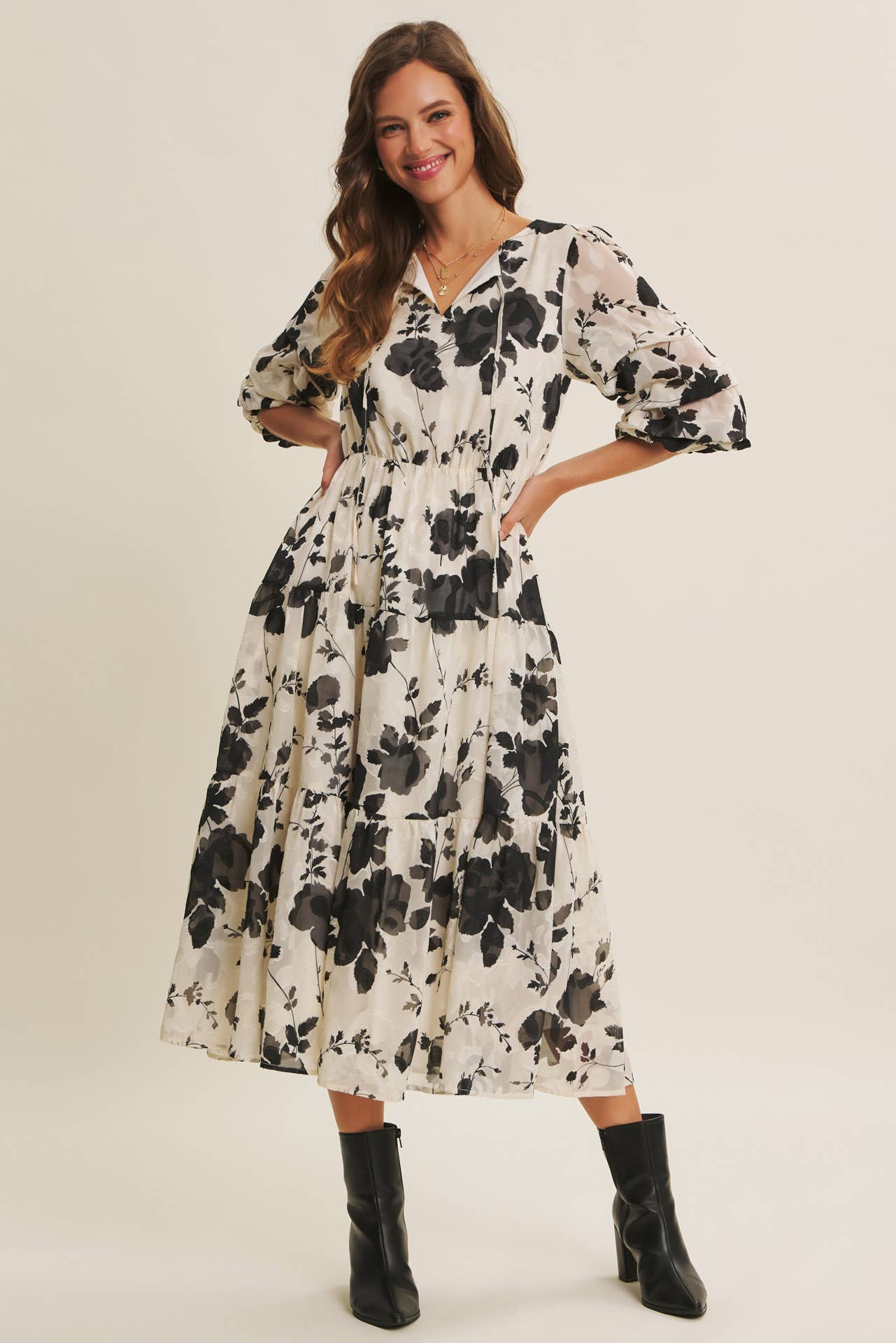 Lauren Jacquard Floral Maxi Dress