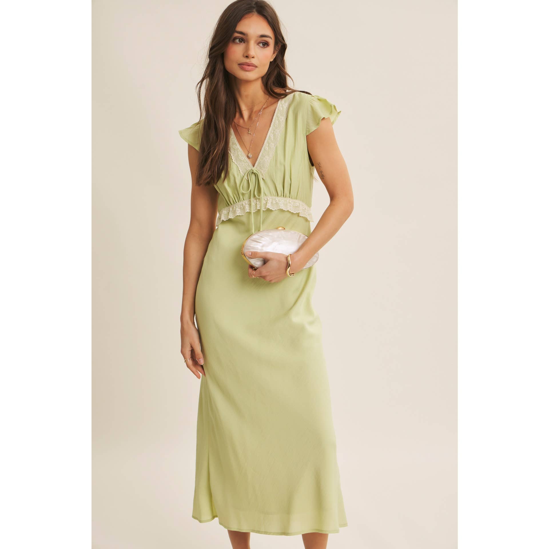 Lori Lace Trimmed Midi Dress