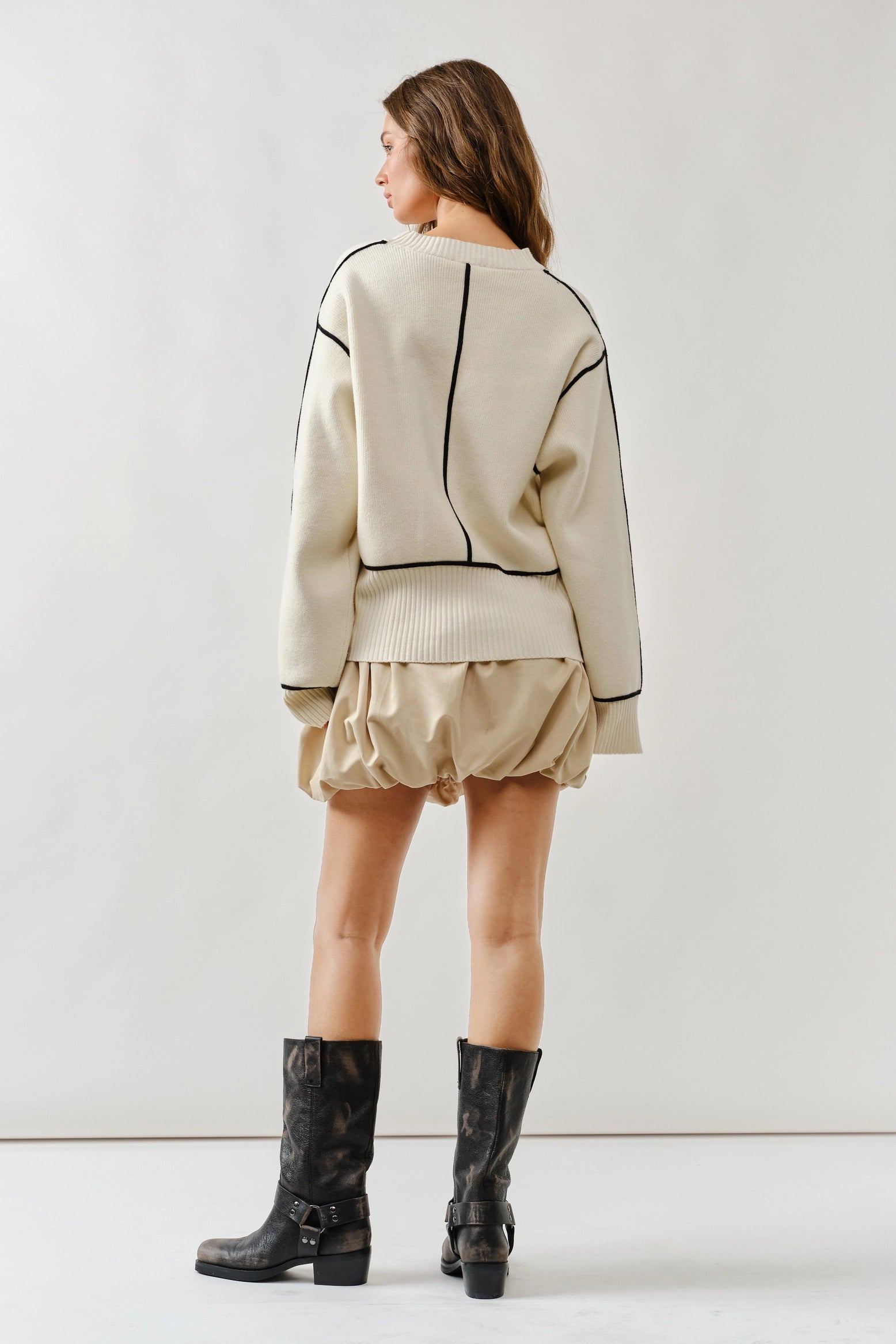 Abby Oversized Contrast Stitched Sweater