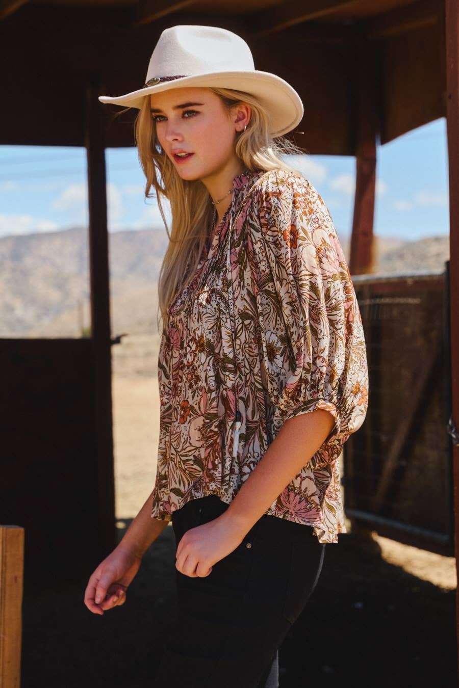 Phoebe Floral Peasant Blouse