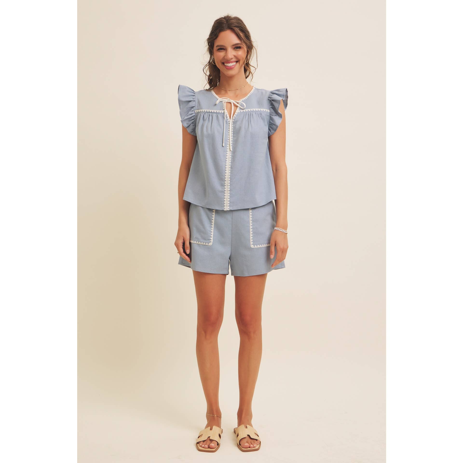 Riley Embroidered Linen Shorts