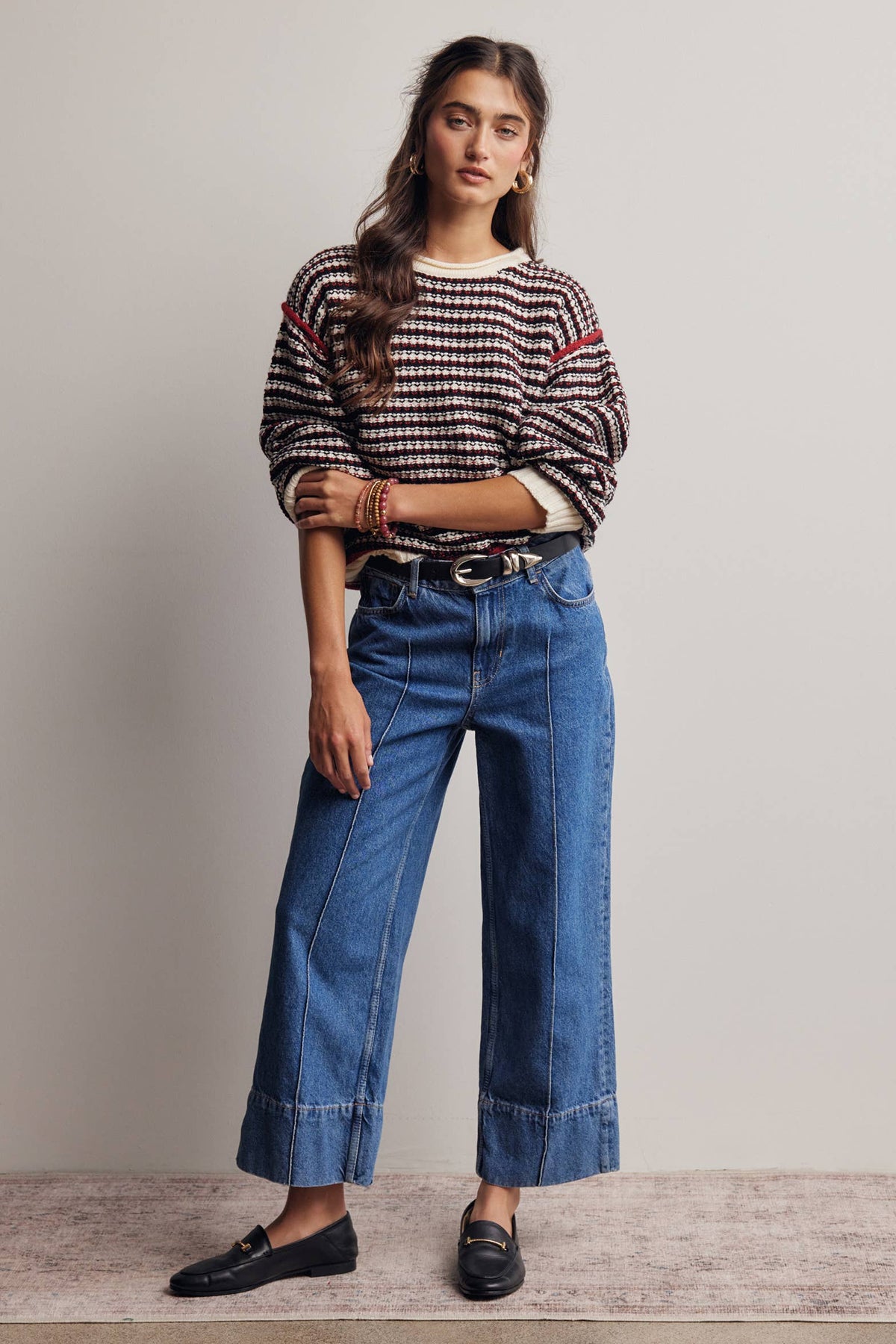 Amelia Striped Textured Sweater