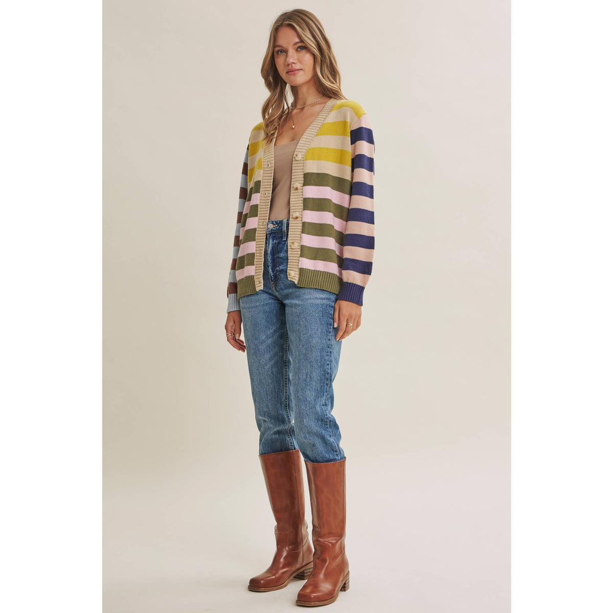 Sally Colorblock Striped Cardigan