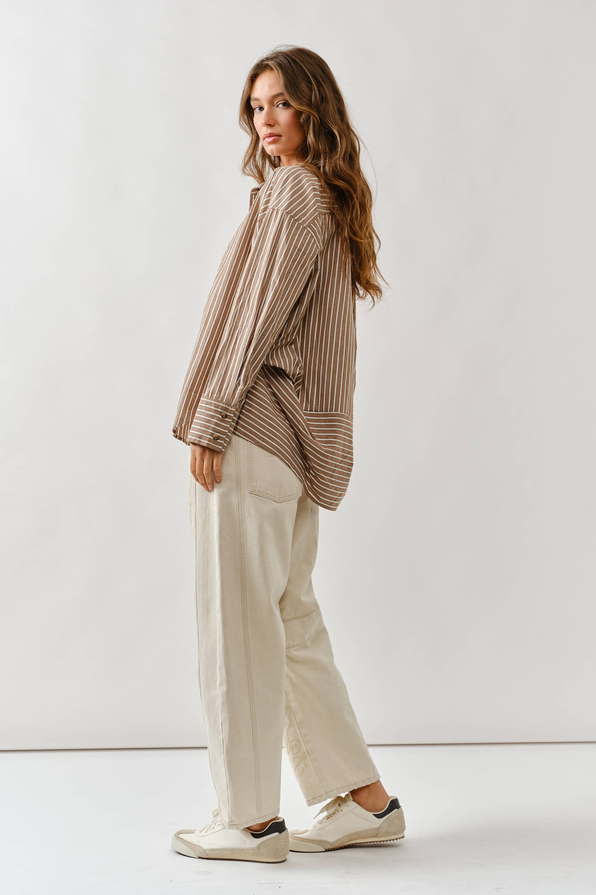 Jane Oversized Striped Button Down