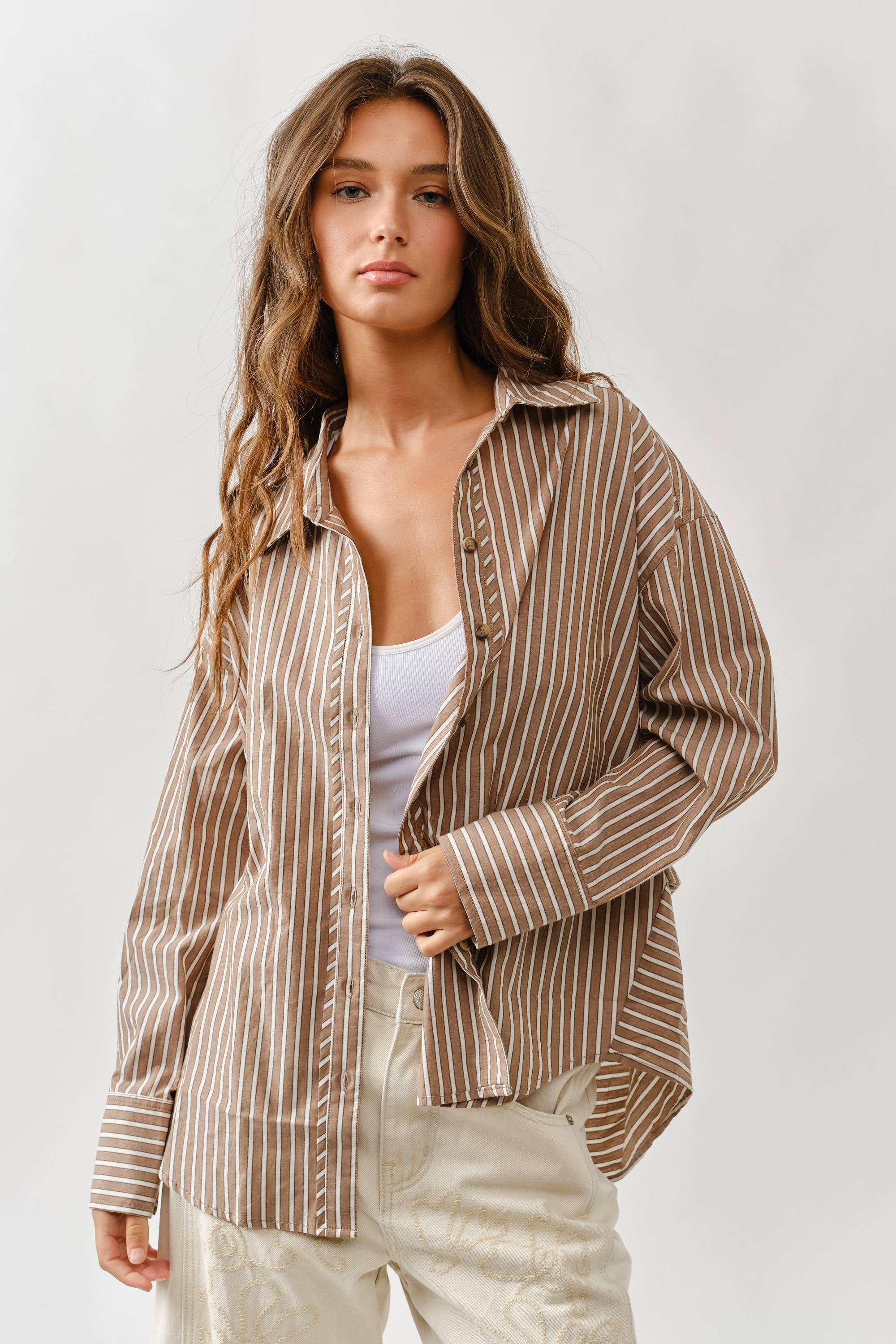Jane Oversized Striped Button Down