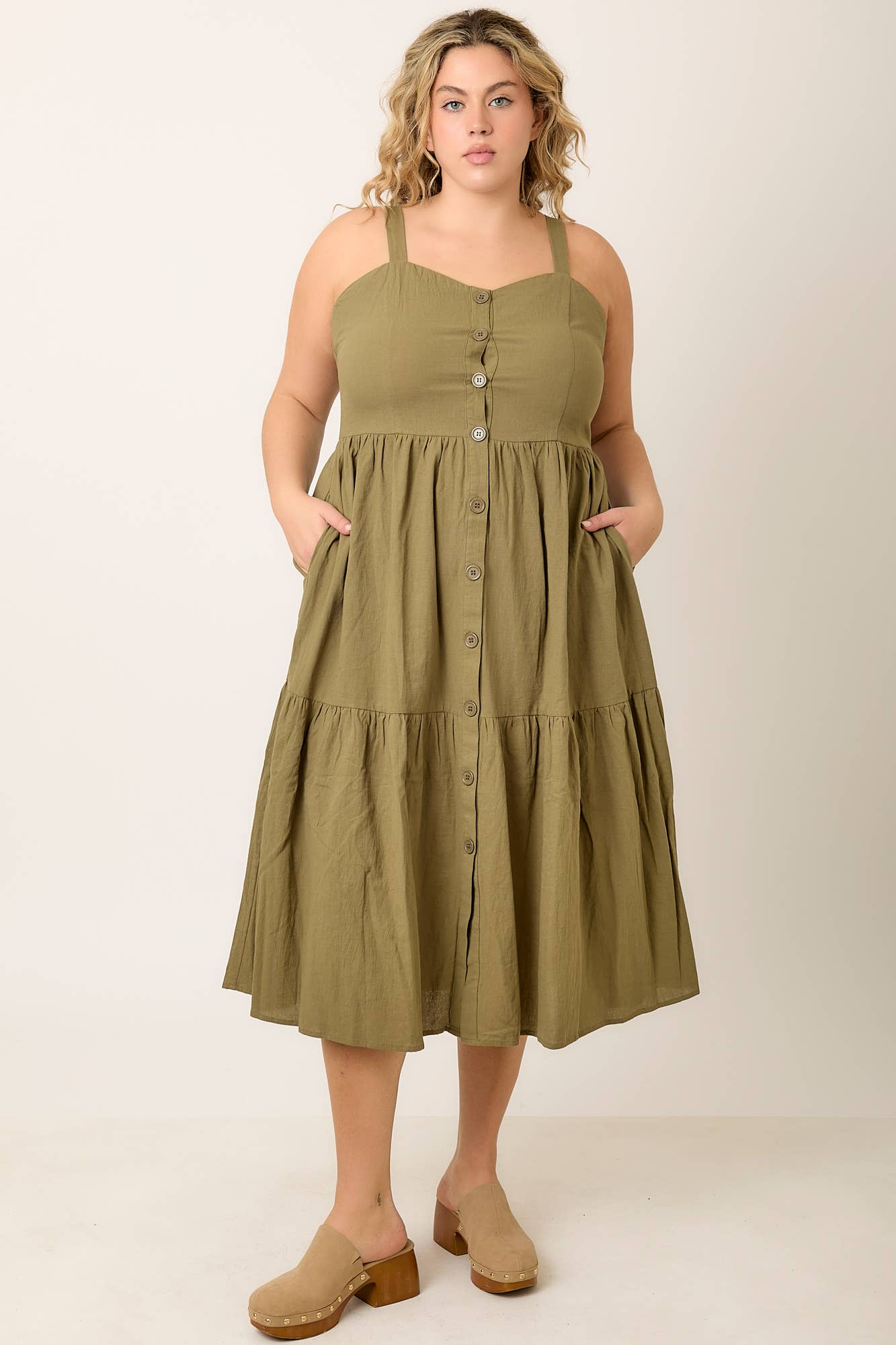 Adele Button Down Midi Dress