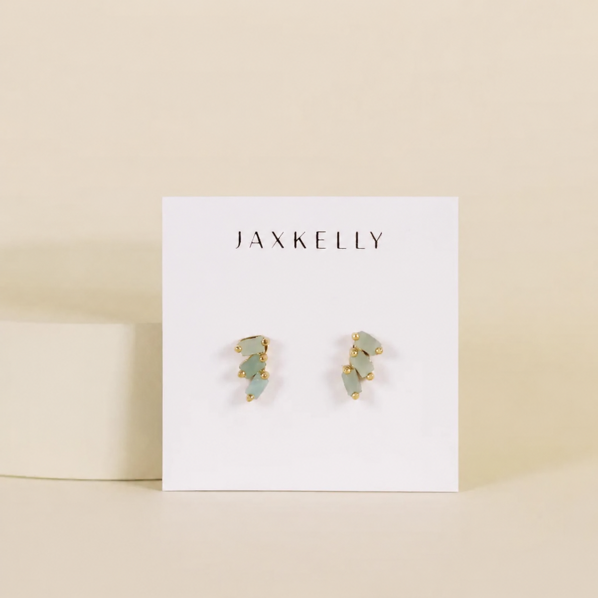 Gold Offset Trio Amazonite Earrings