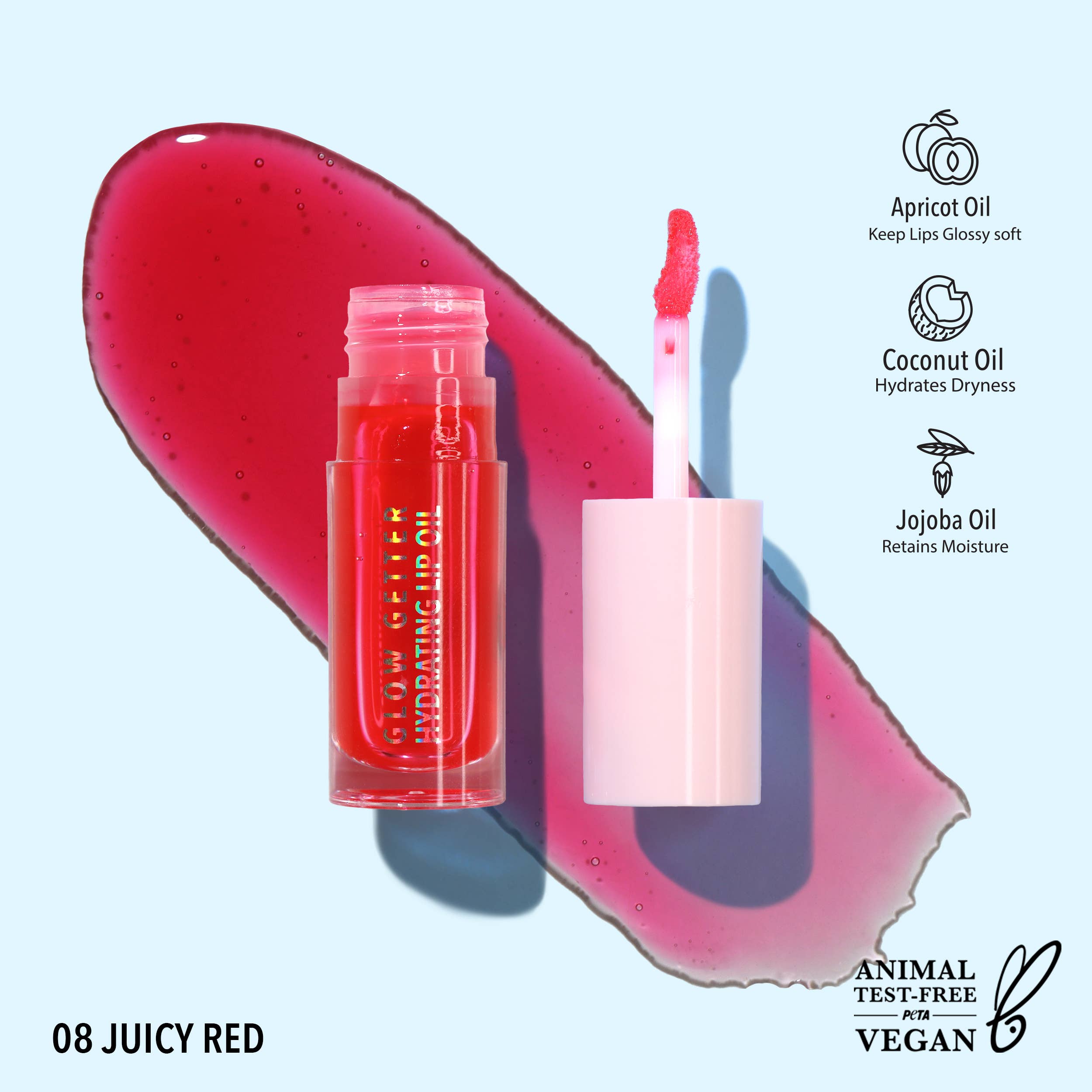 Glow Getter Hydrating Lip Oil - 008 - Juicy Red
