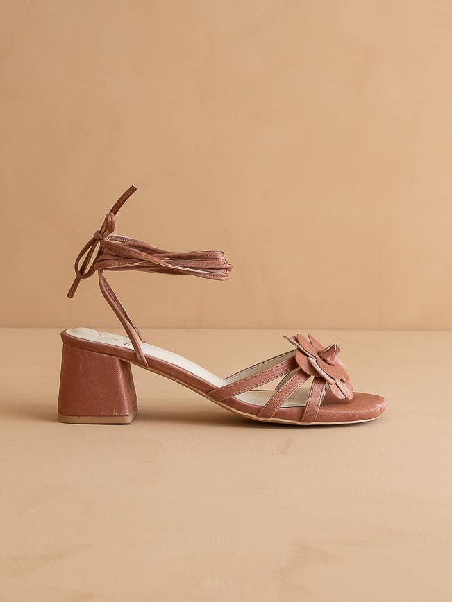 The Roseville Rose | Strappy Lace-Up Rose Heel