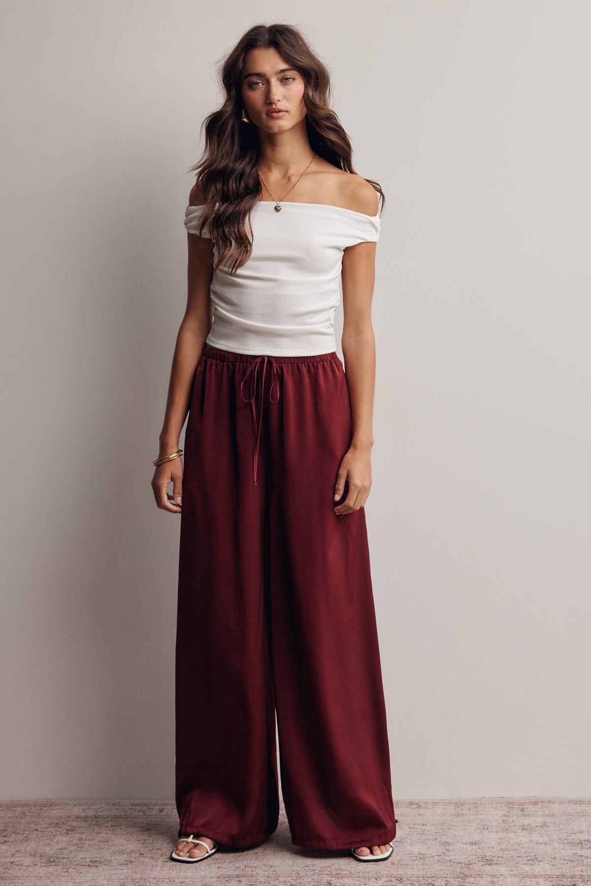Claudia Wide Leg Tie Hem Pants