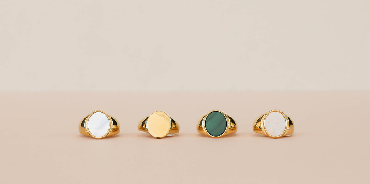 Gold Mother of Pearl Signet Ring