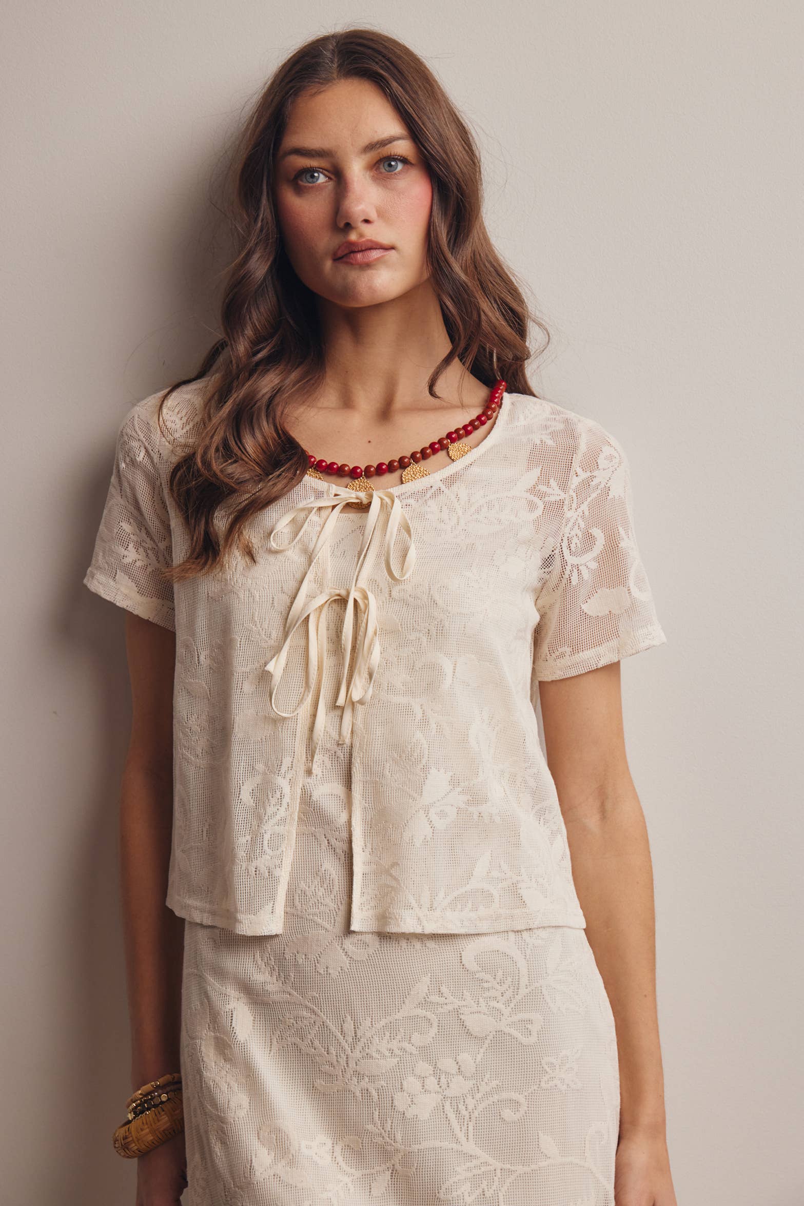 Zara Lace Tie-Front Top