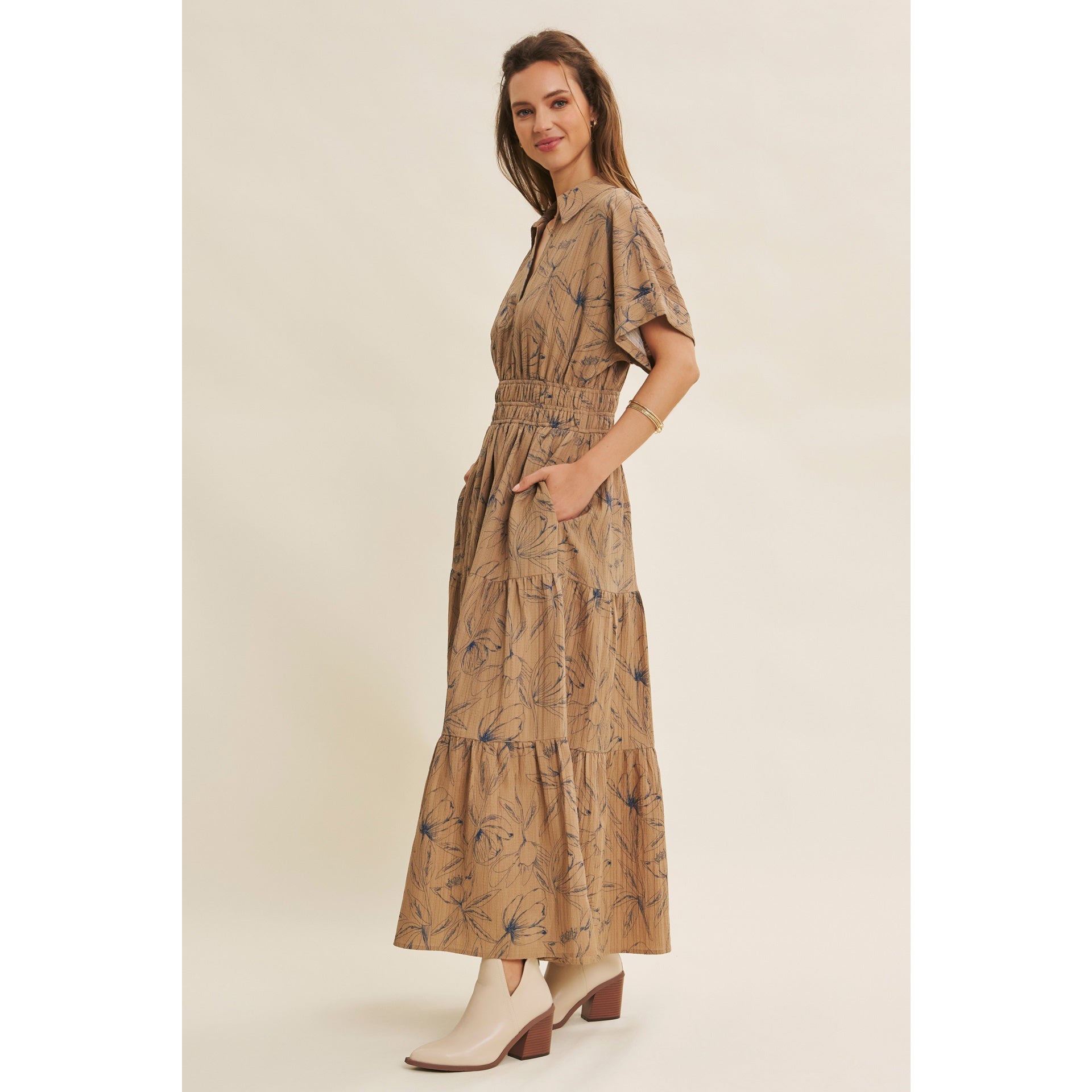 Carmen Dolman Sleeve Floral Maxi Dress