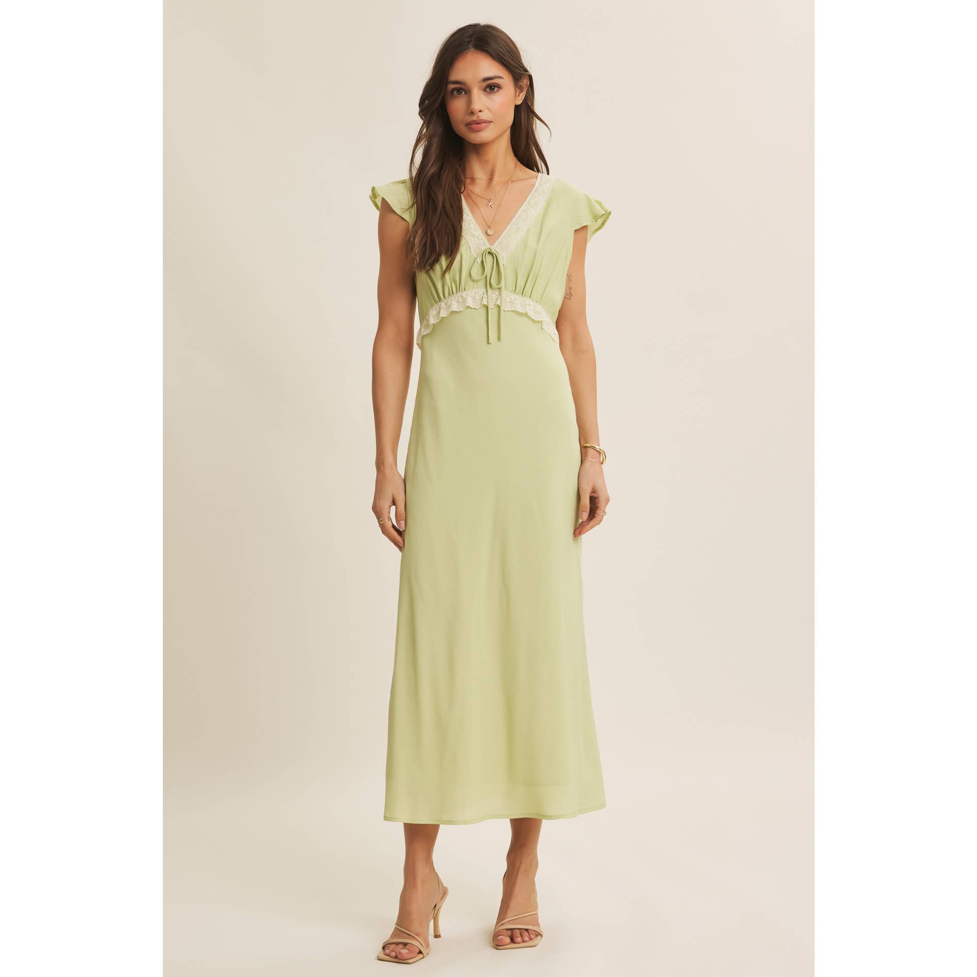 Lori Lace Trimmed Midi Dress