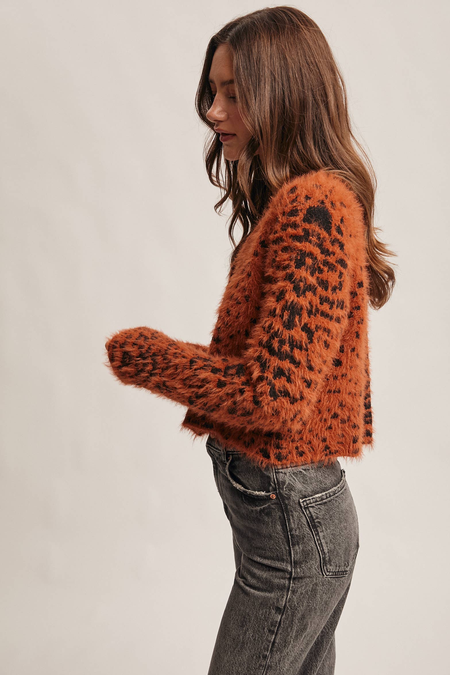 Hanna Fuzzy Leopard Cardigan