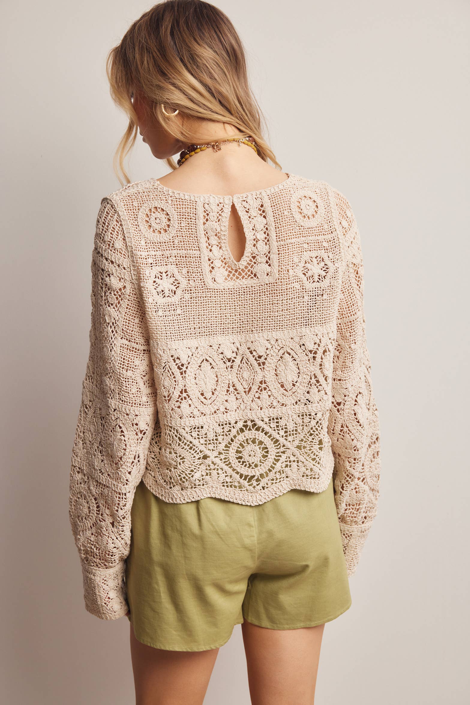 Meredith Crochet Long Sleeve Top