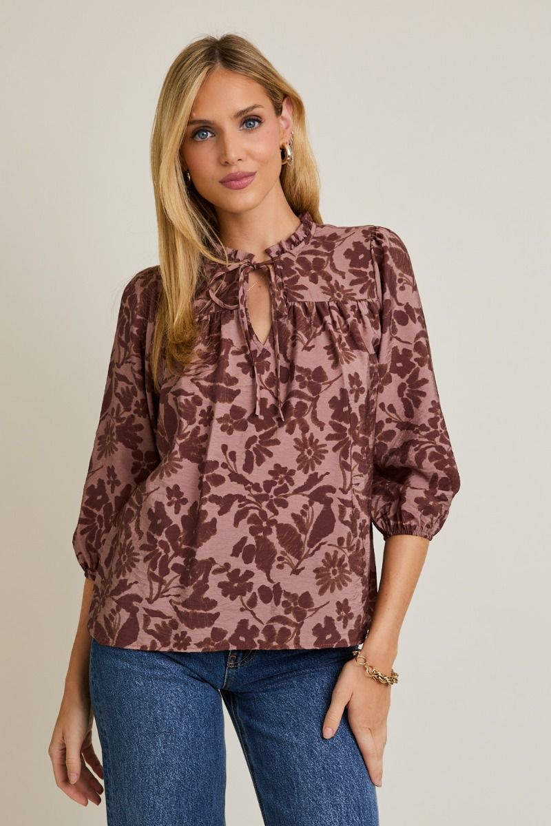 Kayla Floral Keyhole Top