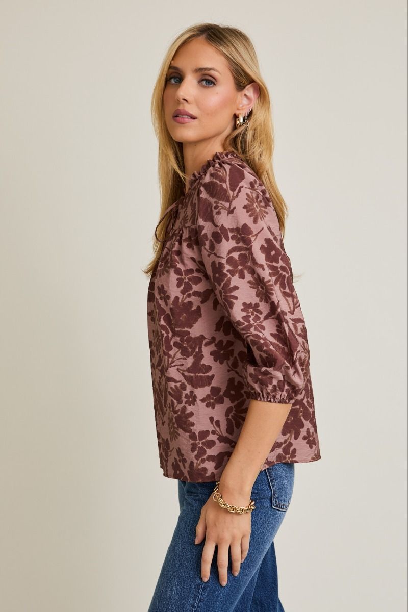Kayla Floral Keyhole Top