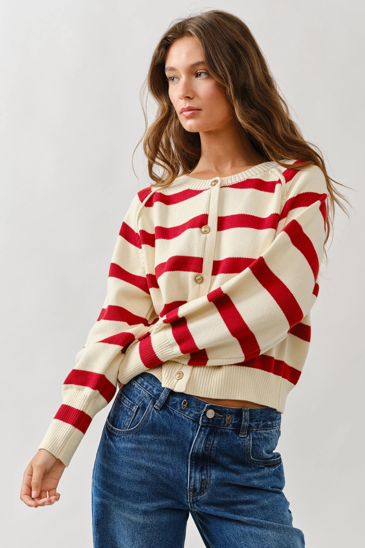 Dani Striped Raglan Cardigan