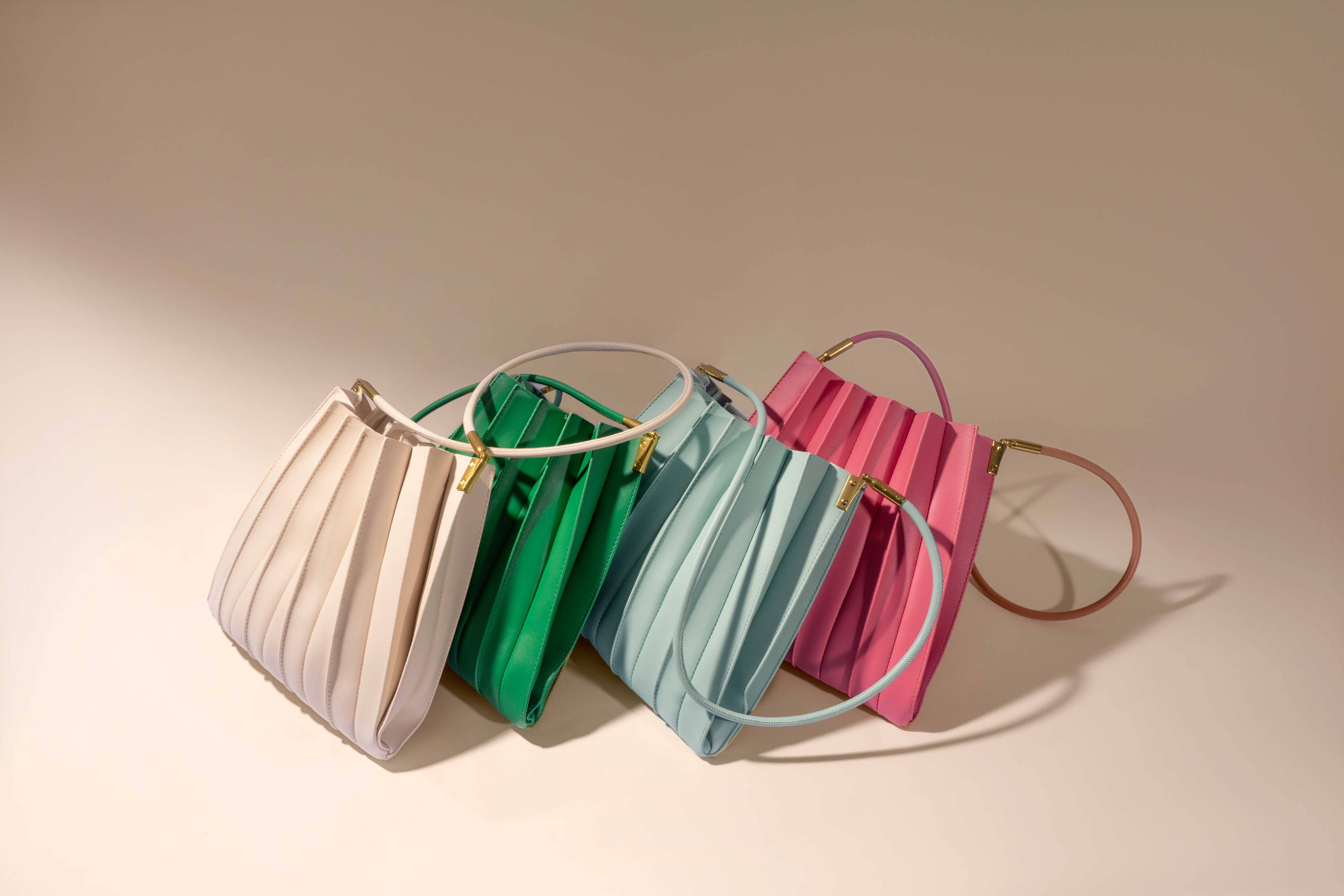Carrie Ivory Pleated Vegan Leather Shoulder Bag