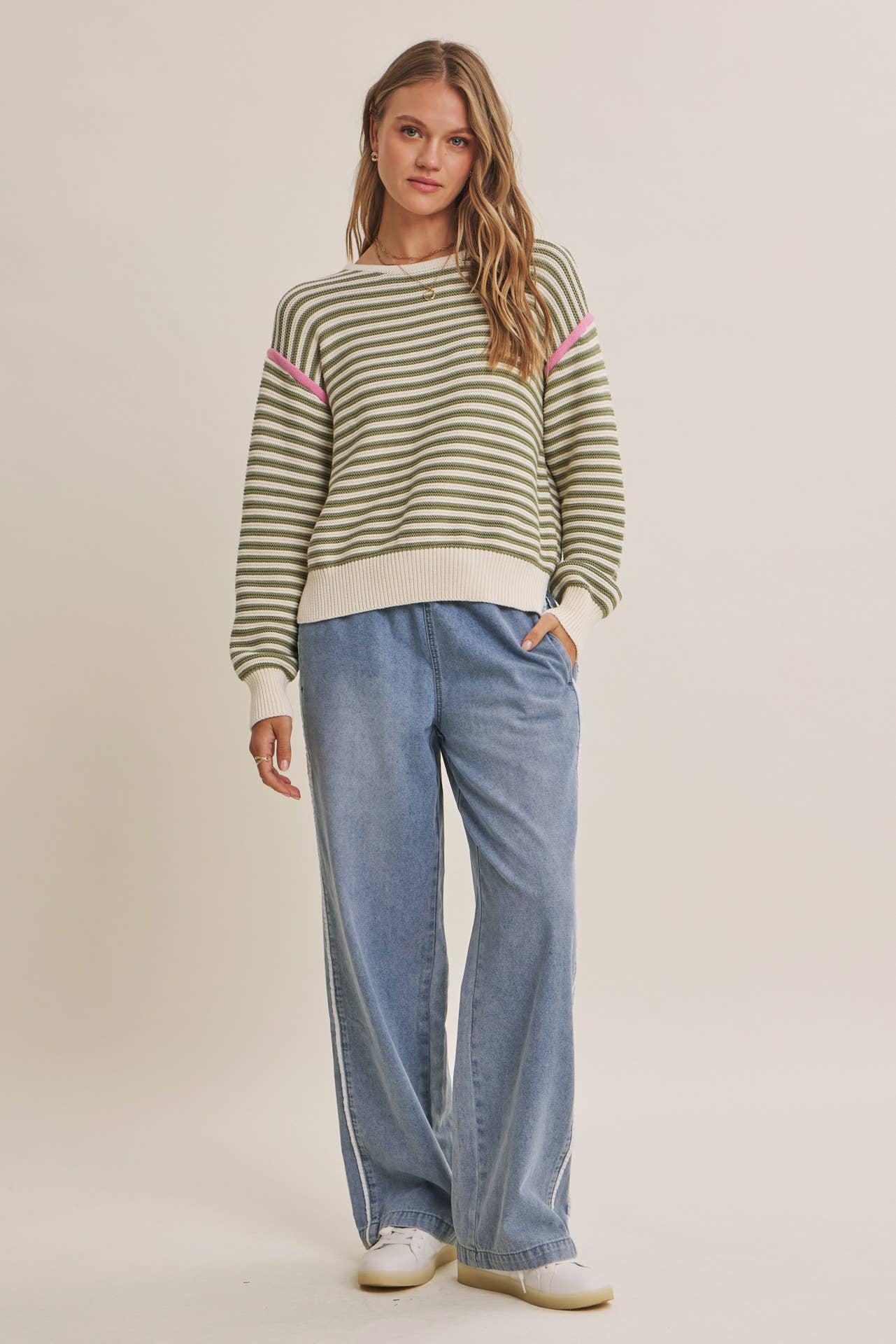 Jade Cotton Striped Sweater
