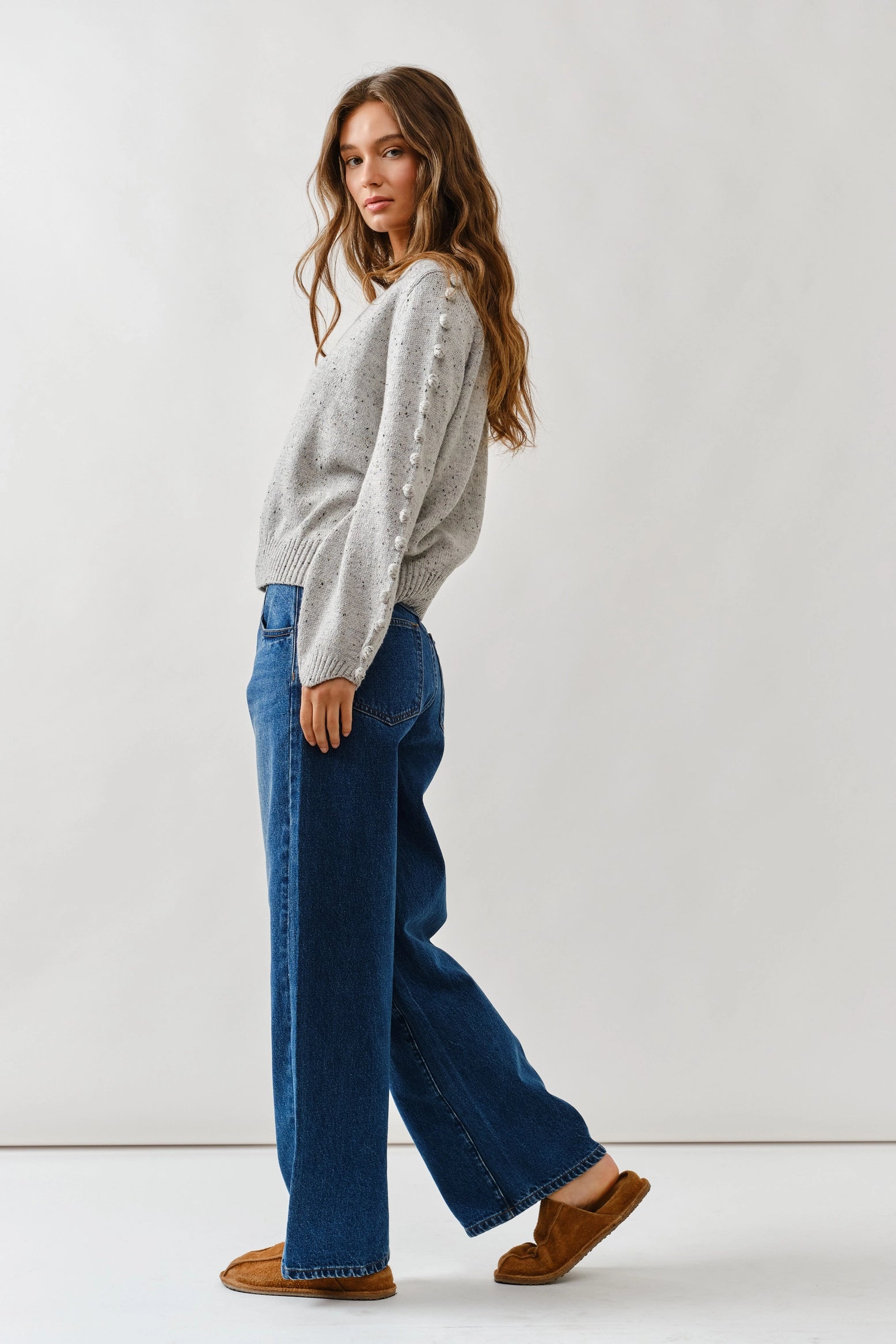 Cheyenne Drawstring Straight Leg Jeans in Medium Denim