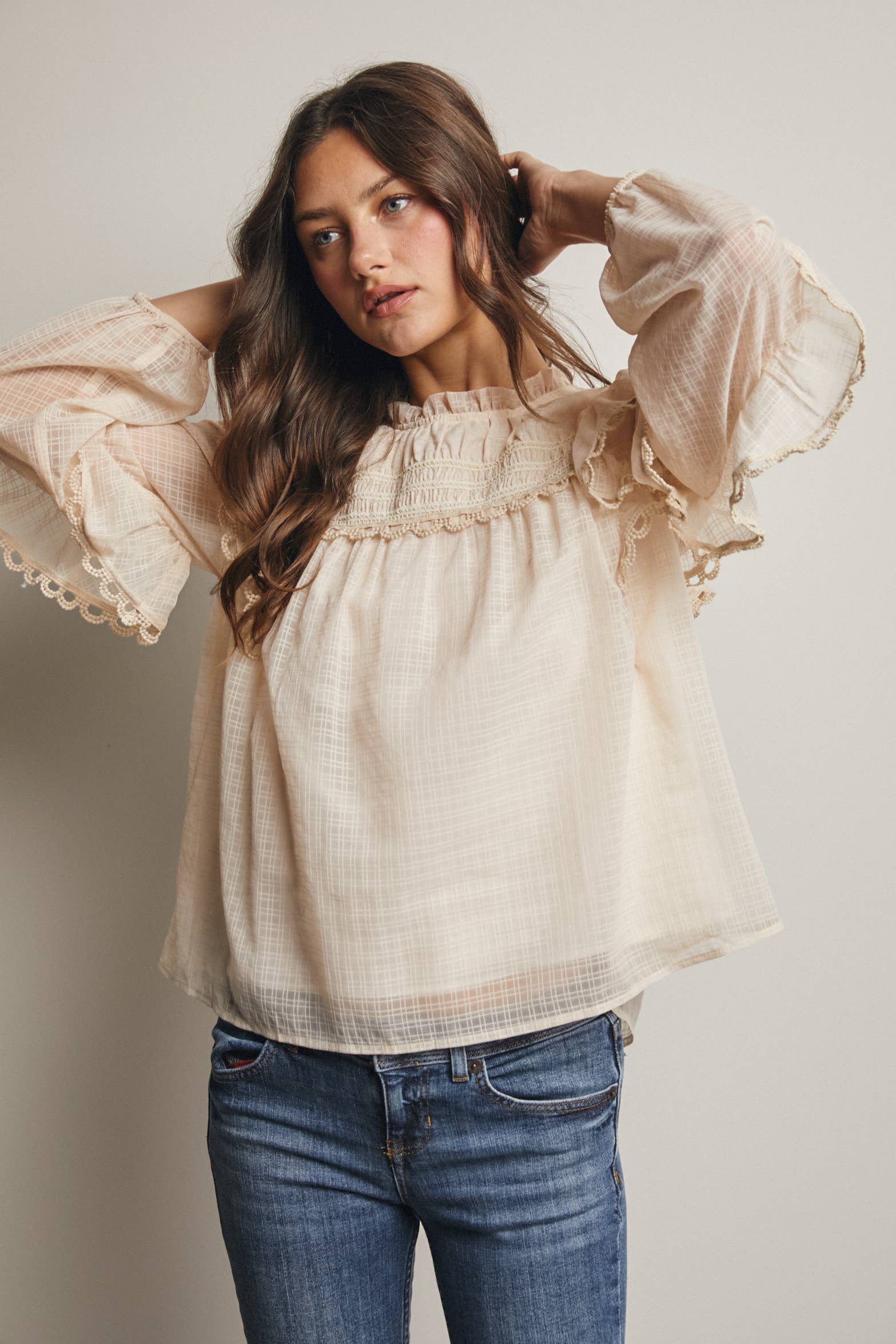 Hattie Lace Trim Blouse